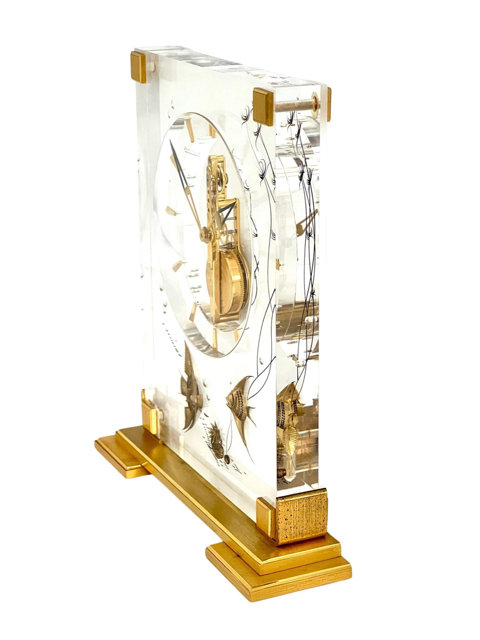 Jaeger LeCoultre Mid-Century Brass and Glass Maritime Marina Clock No. 352 7