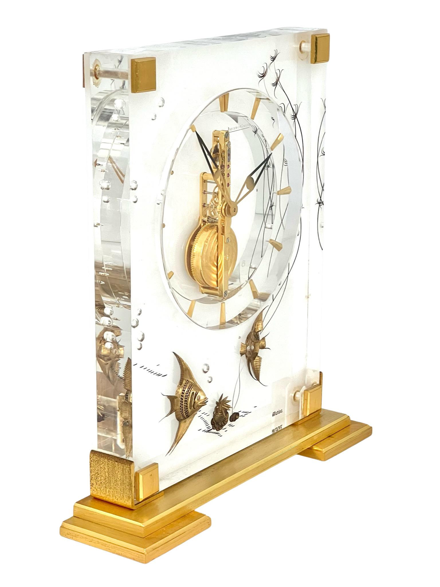 Jaeger LeCoultre Mid-Century Brass and Glass Maritime Marina Clock No. 352 8