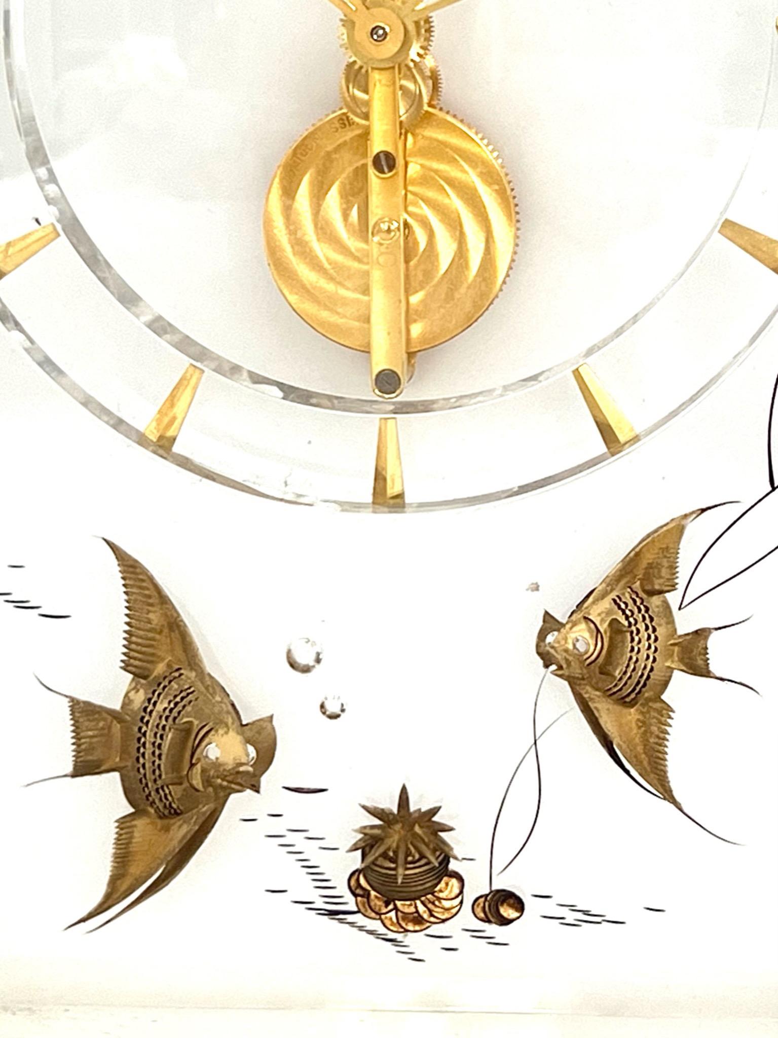 Swiss Jaeger LeCoultre Mid-Century Brass and Glass Maritime Marina Clock No. 352