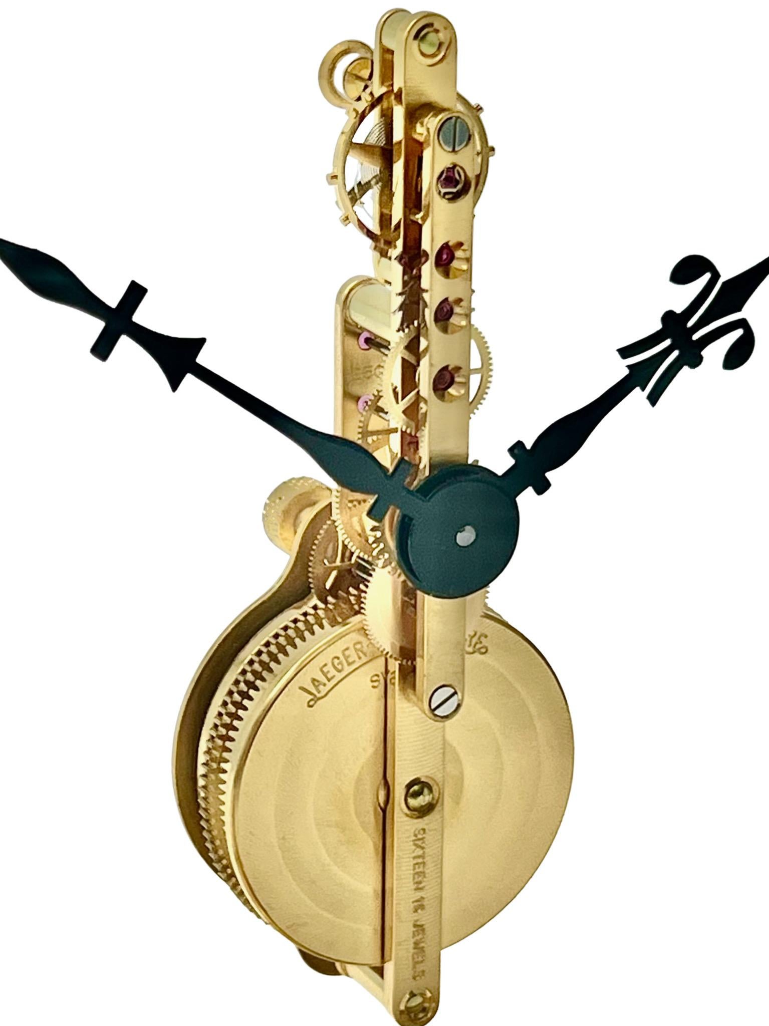 Jaeger LeCoultre Uhr mit Skelett aus Messing und Glas, Mitte des Jahrhunderts, Nr. 508 (Ende des 20. Jahrhunderts) im Angebot