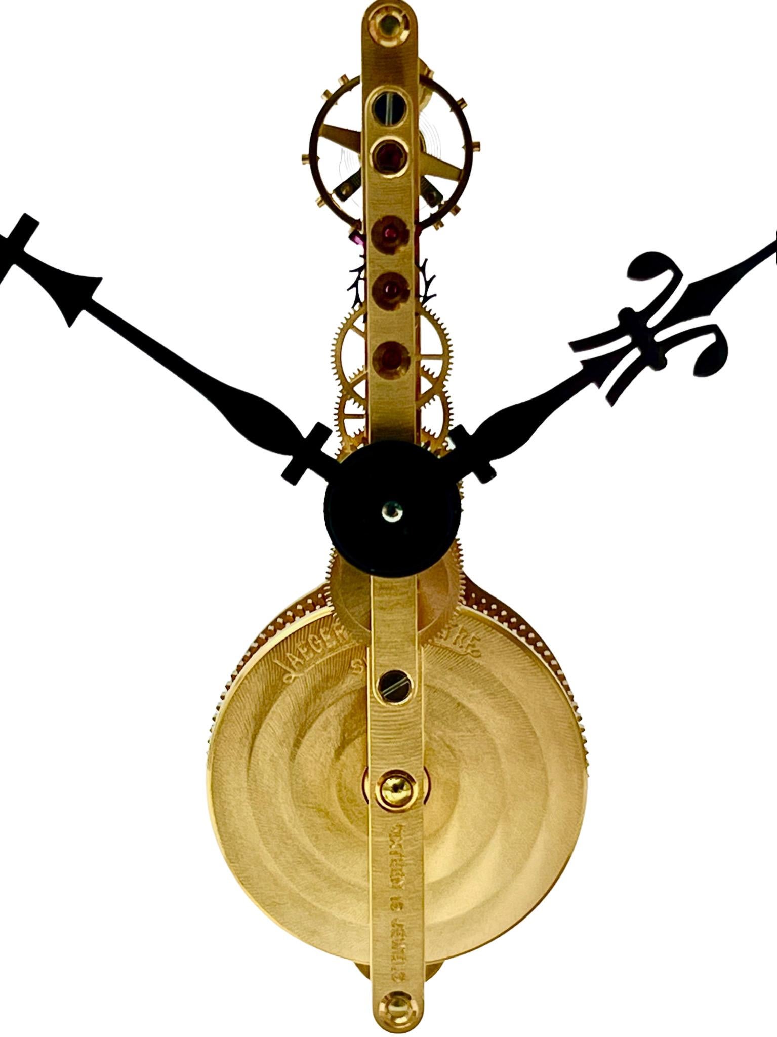 Fin du 20e siècle Horloge squelette Jaeger LeCoultre en laiton et verre du milieu du siècle dernier n° 508 en vente
