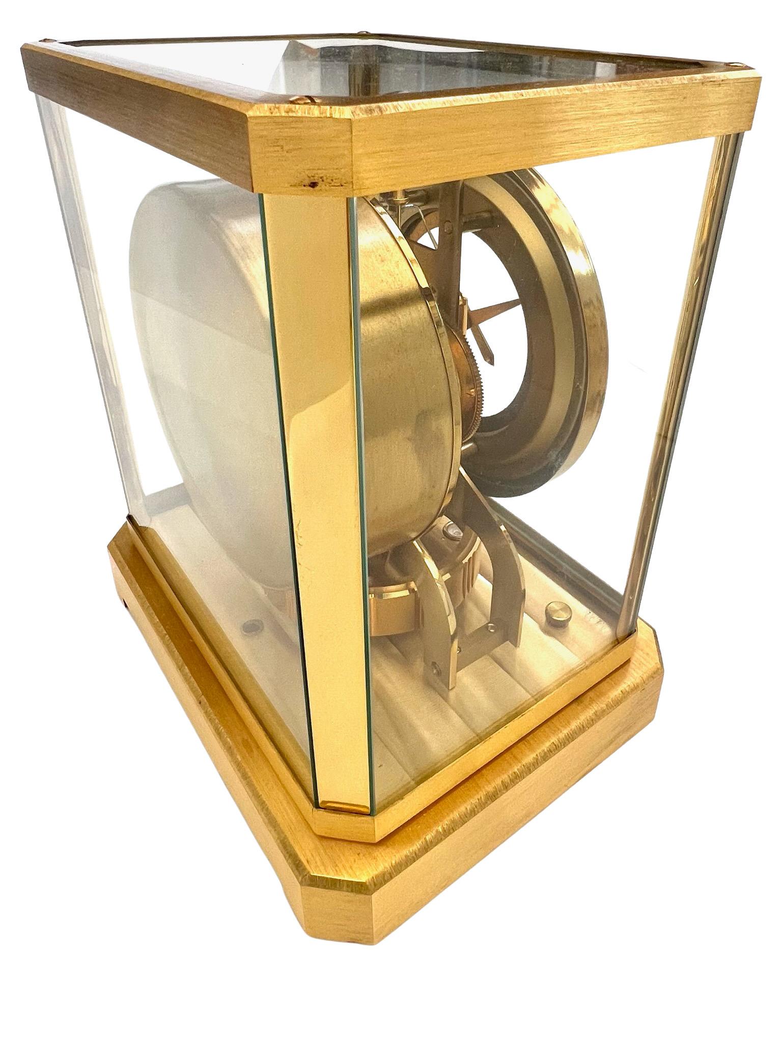 Jaeger LeCoultre Mid Century Gilt Brass and Glass Atmos Clock 5