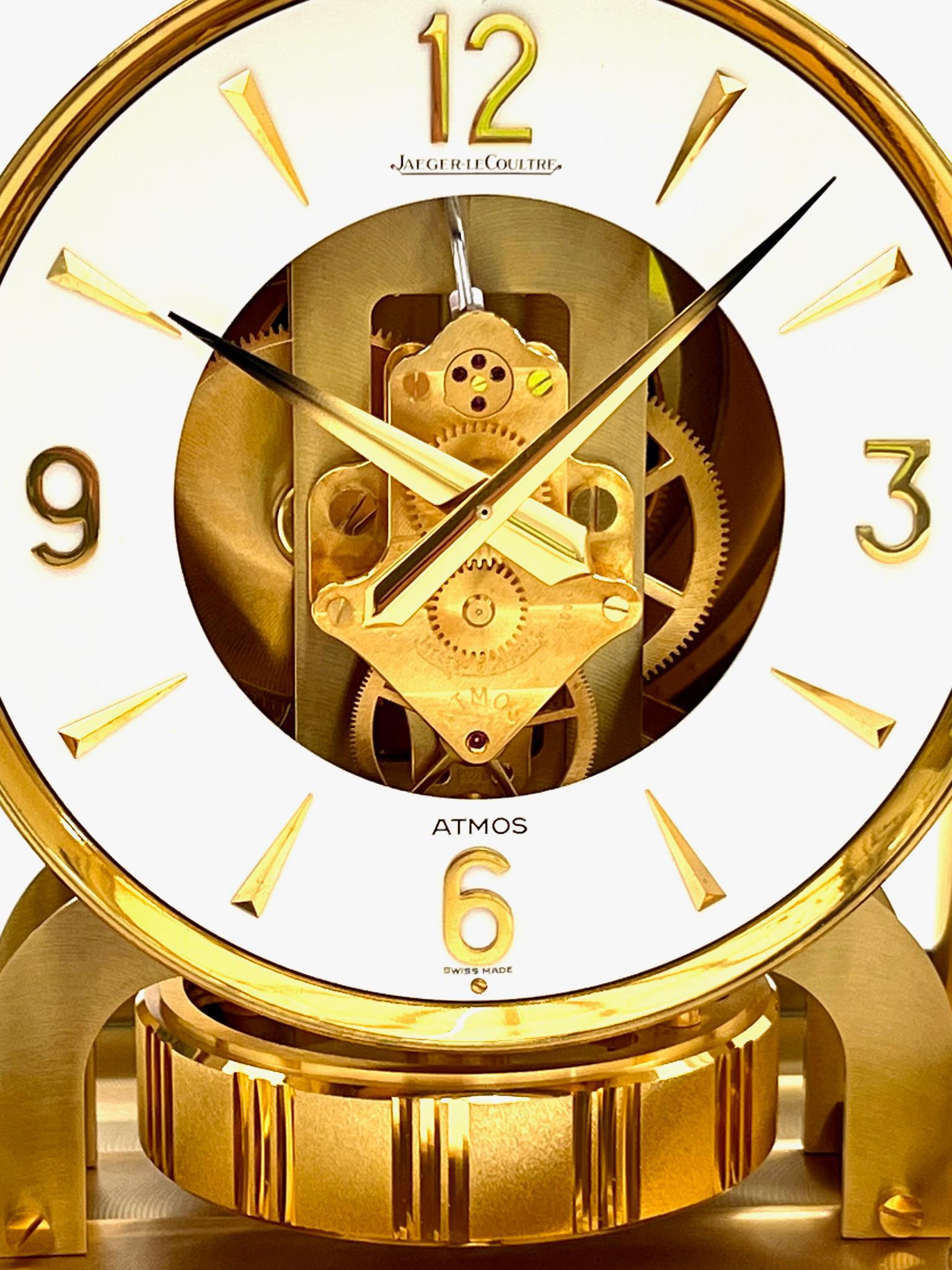 Horloge Atmos en laiton doré et verre du milieu du siècle dernier de Jaeger LeCoultre 6