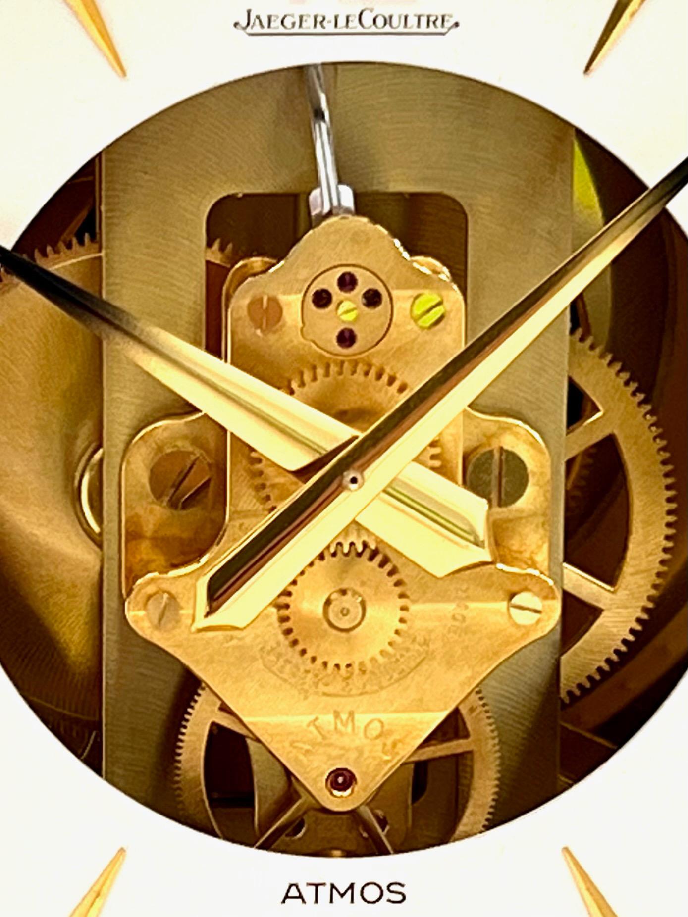 Horloge Atmos en laiton doré et verre du milieu du siècle dernier de Jaeger LeCoultre 7