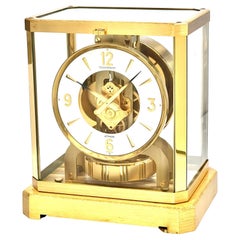 Used Jaeger LeCoultre Mid Century Gilt Brass and Glass Atmos Clock