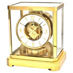 Jaeger LeCoultre Mid Century Gilt Brass and Glass Atmos Clock