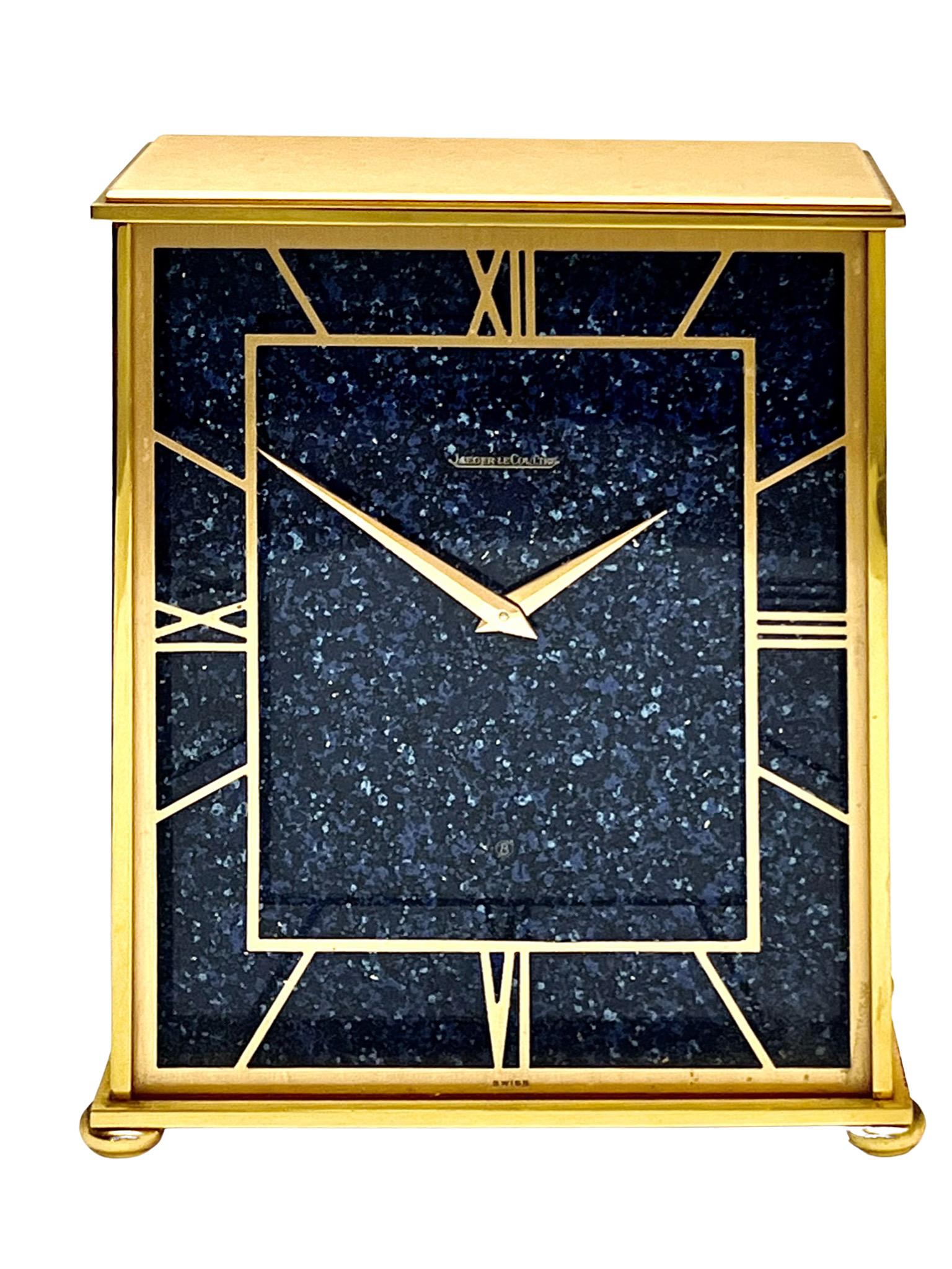 Mid-Century Modern Jaeger LeCoultre Mid Century Lapis Lazuli Mantel Clock