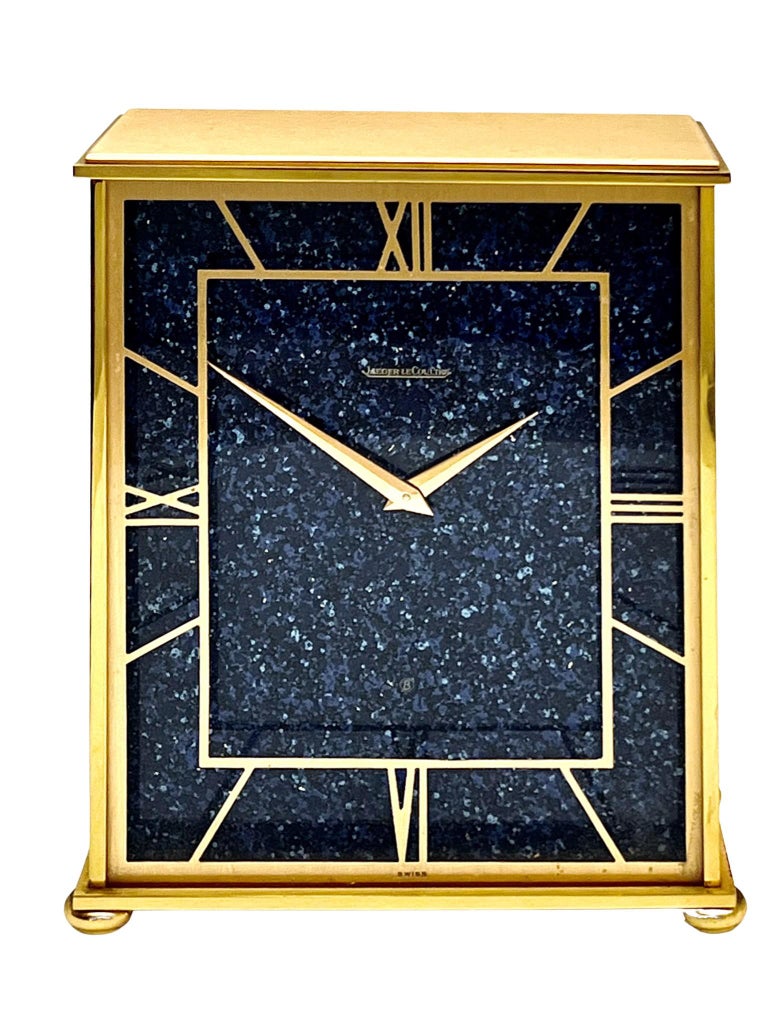 Jaeger LeCoultre Mid Century Lapis Lazuli Mantel Clock at 1stDibs