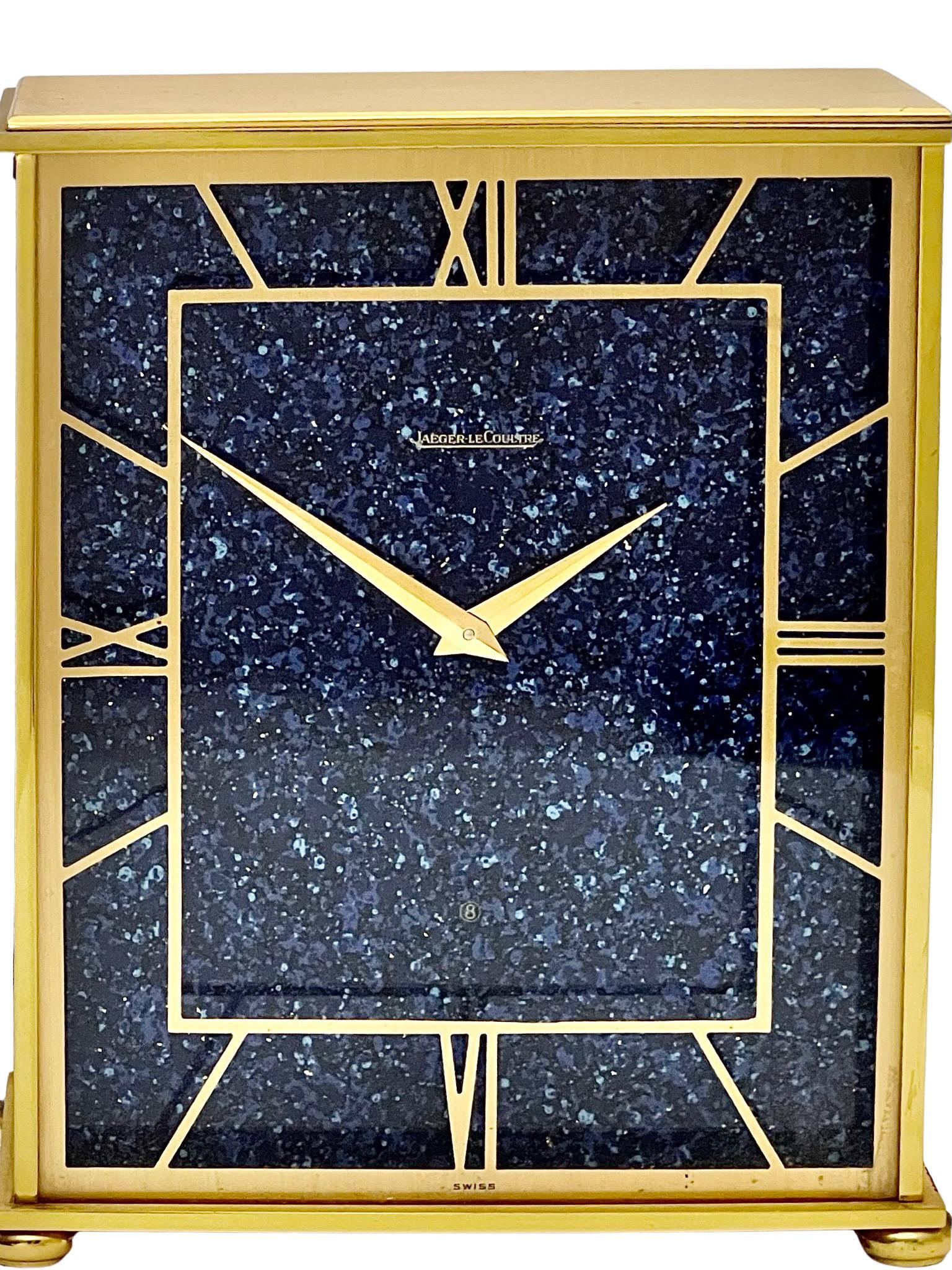 Jaeger LeCoultre Mid Century Lapis Lazuli Mantel Clock 1