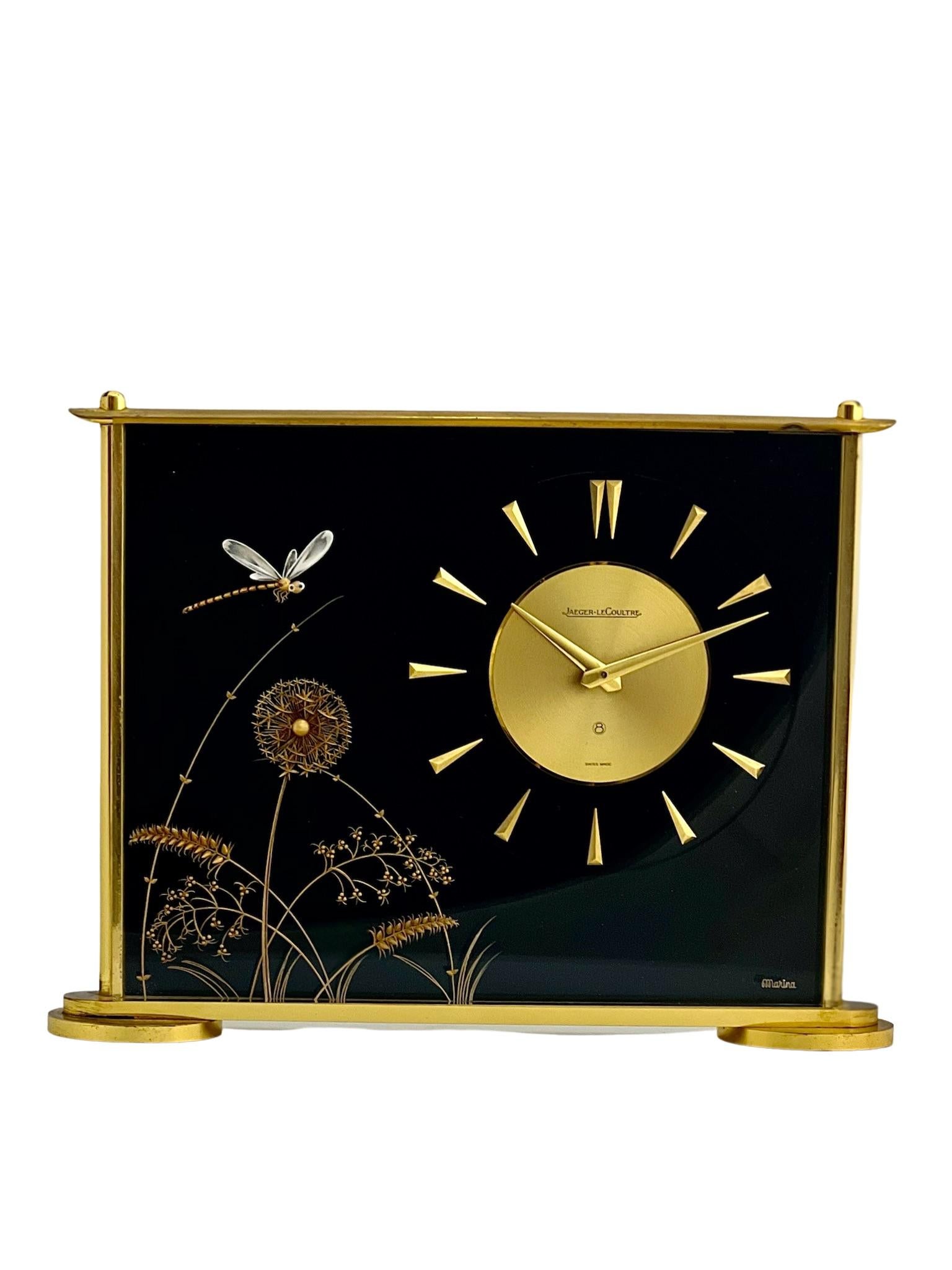 Gilt Jaeger LeCoultre Mid Century Marina Clock Model No. 486 For Sale