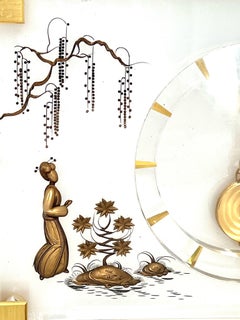 Jaeger LeCoultre Mid-Century Marina Mantel Clock with Oriental Theme No. 349