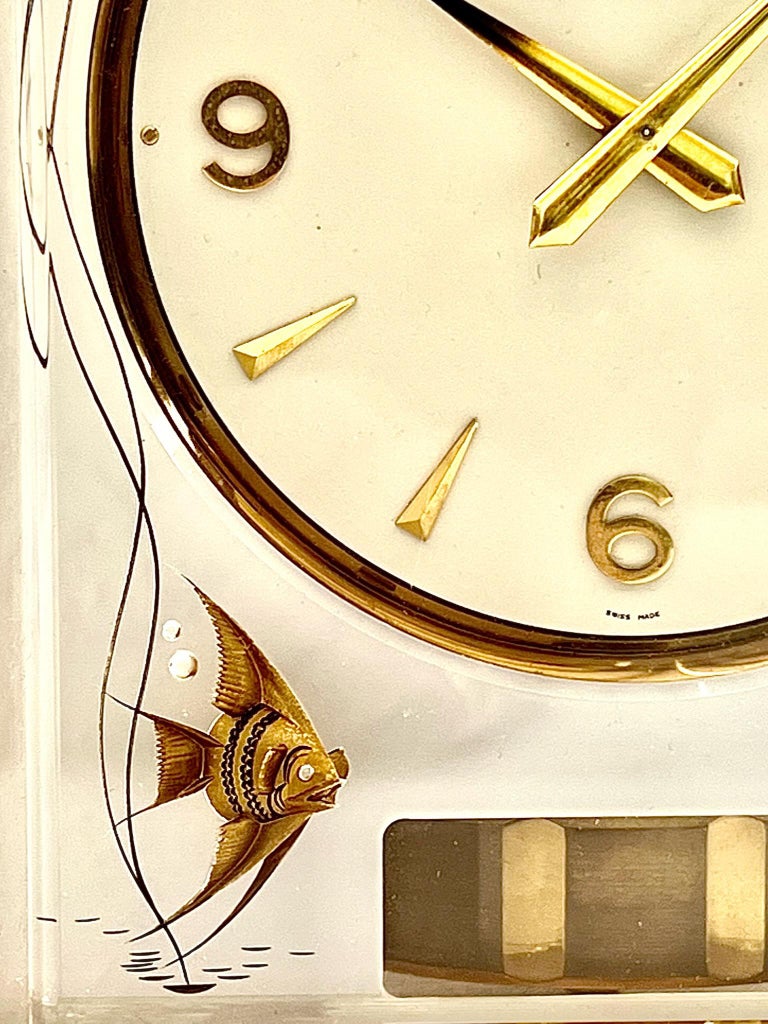 Jaeger LeCoultre MidCentury Marina Poissons Brass and Glass Atmos