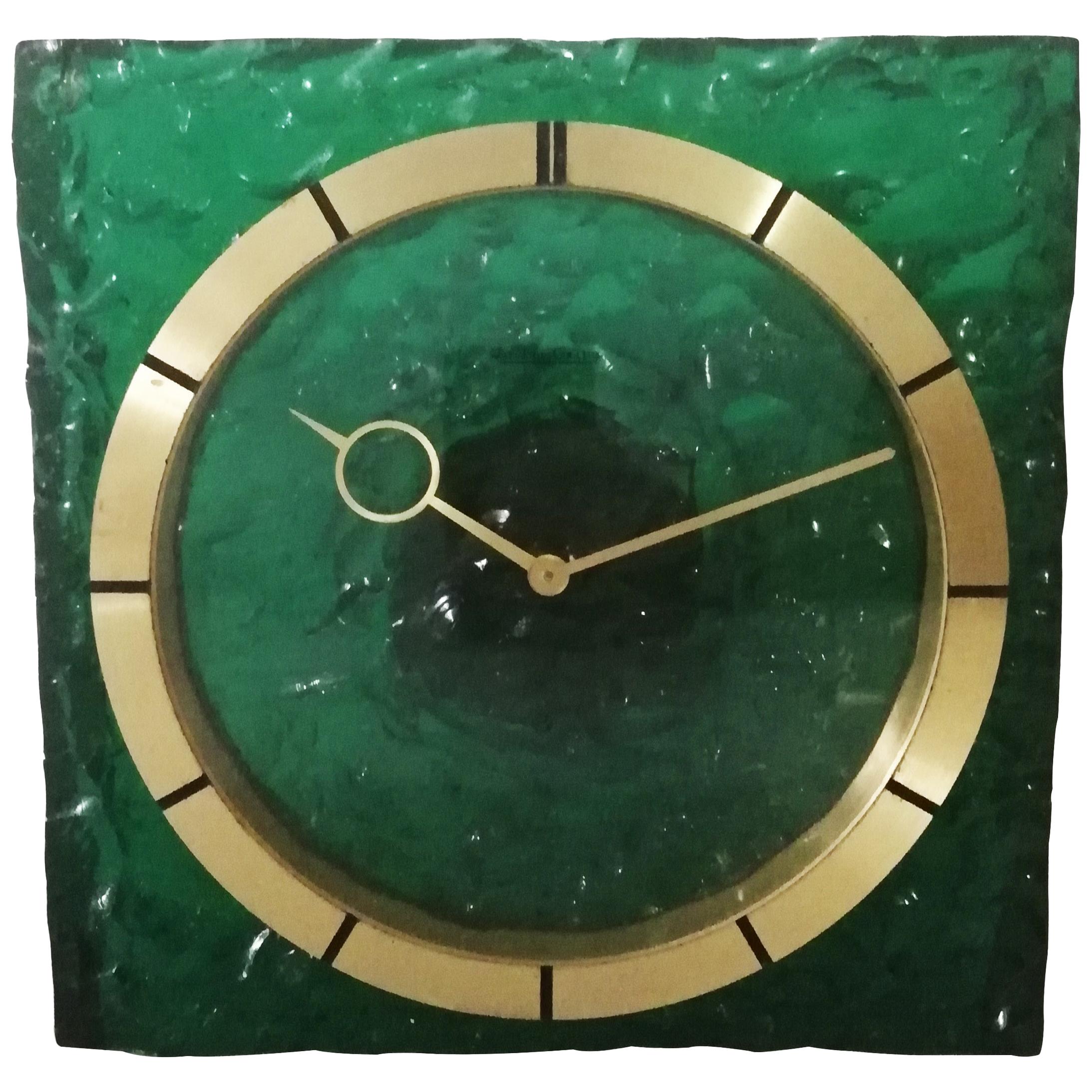 Jaeger-LeCoultre Mid-Century Modern Resin and Brass Table Clock