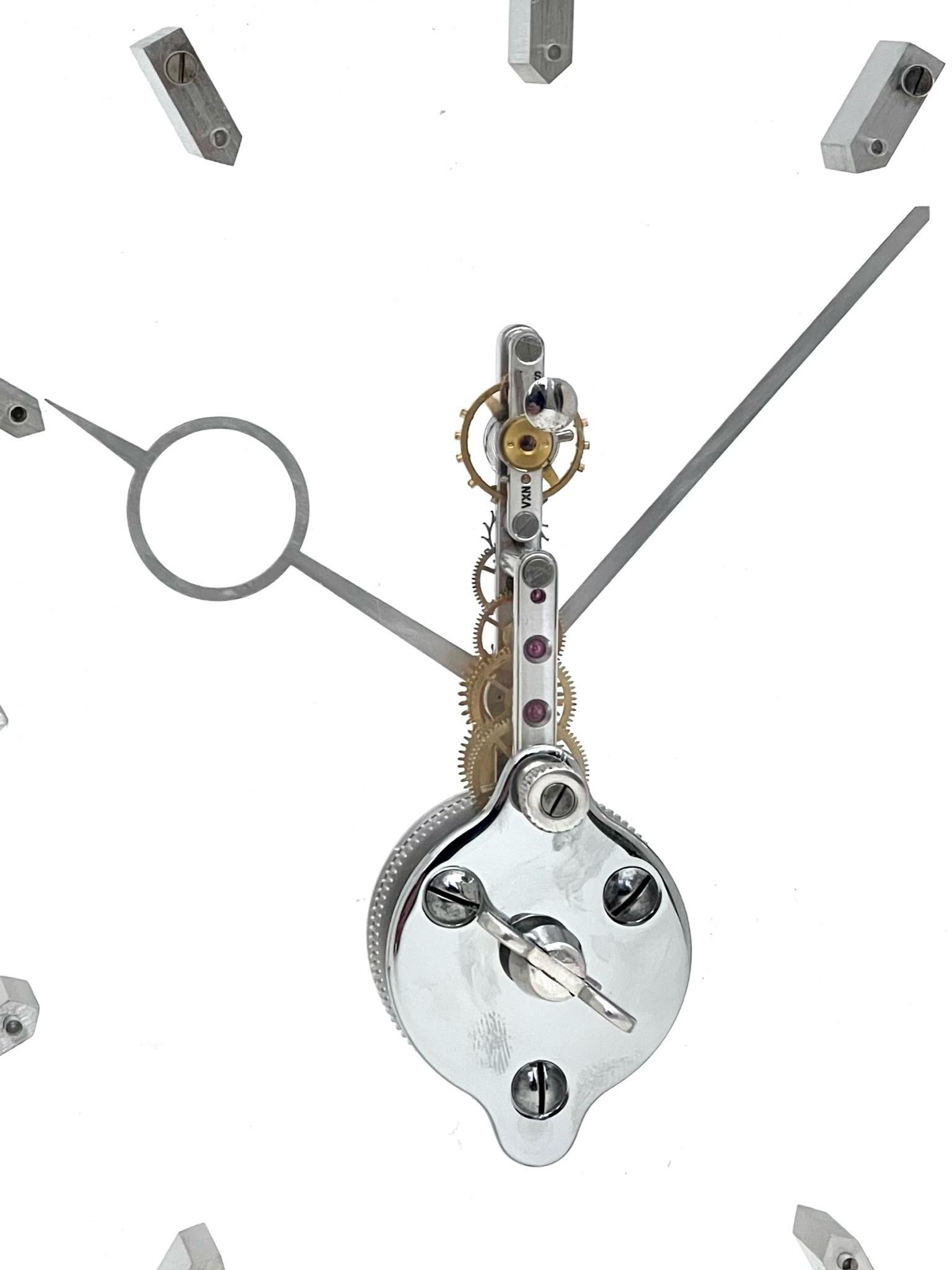 Jaeger-LeCoultre Mid Century Silver Skeleton Clock (horloge squelette) 4