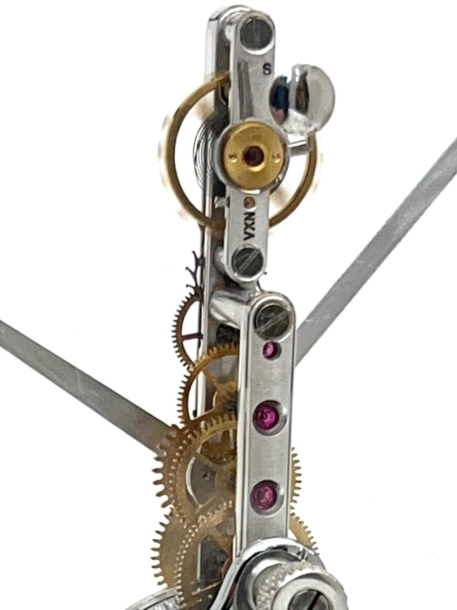 Jaeger-LeCoultre Mid Century Silver Skeleton Clock (horloge squelette) 5