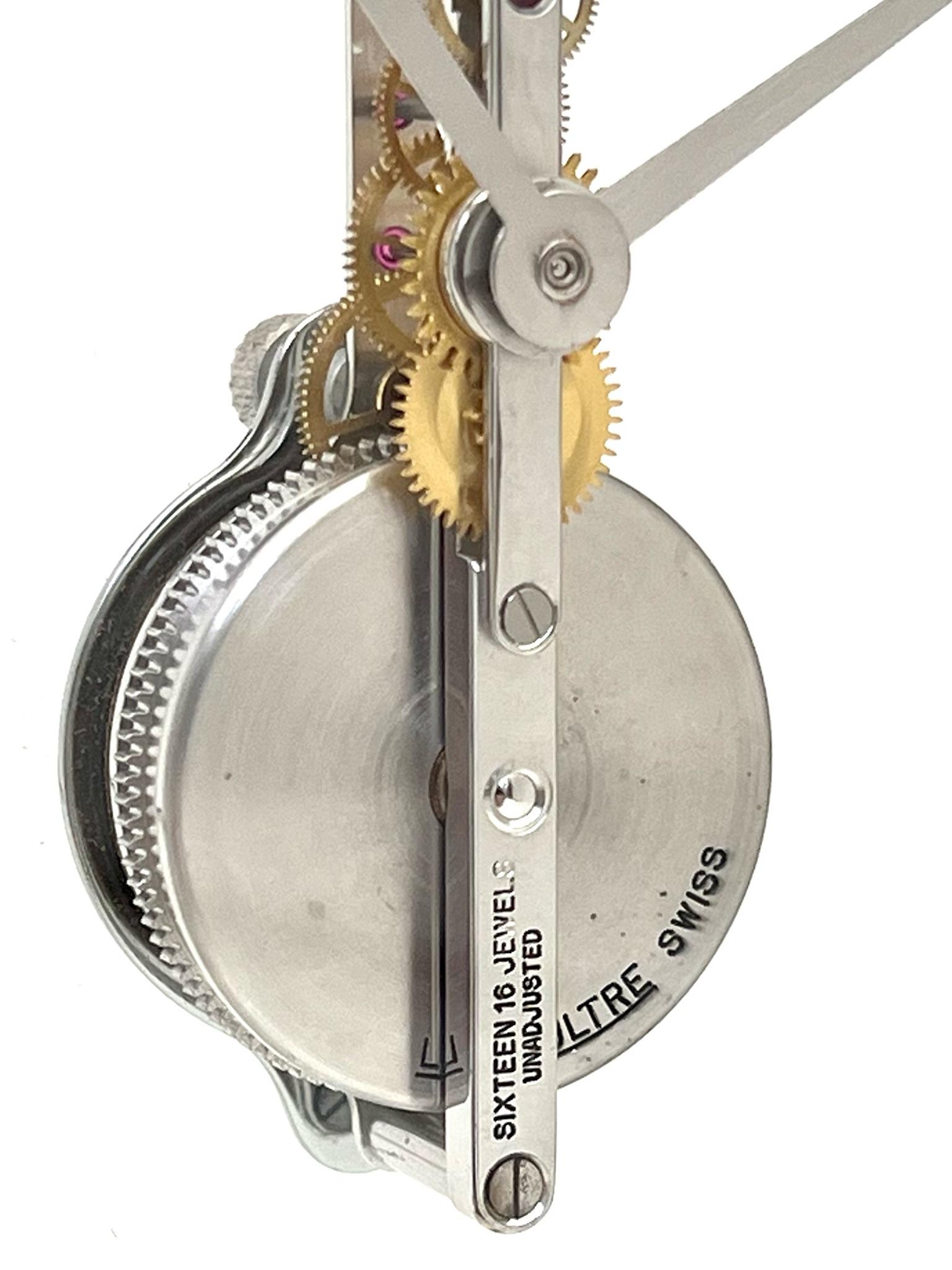 Jaeger LeCoultre Mid Century Silver Skeleton Clock 8
