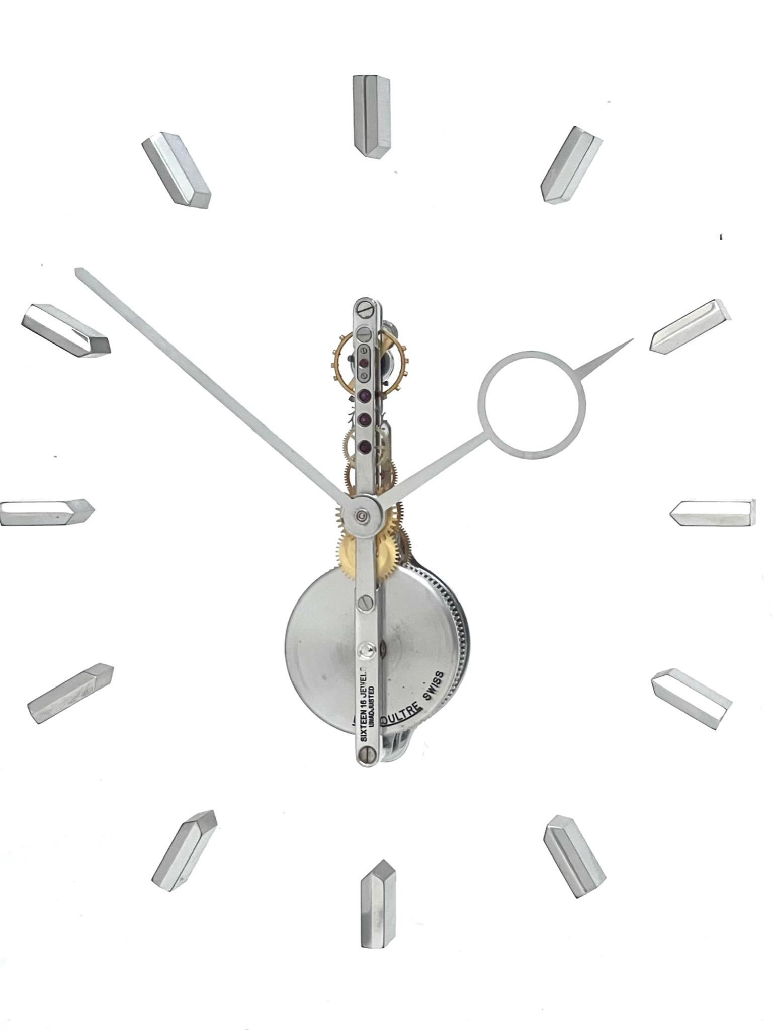 Mid-Century Modern Jaeger LeCoultre Mid Century Silver Skeleton Clock