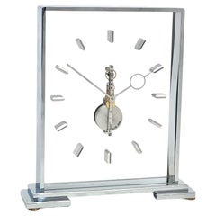 Vintage Jaeger LeCoultre Mid Century Silver Skeleton Clock