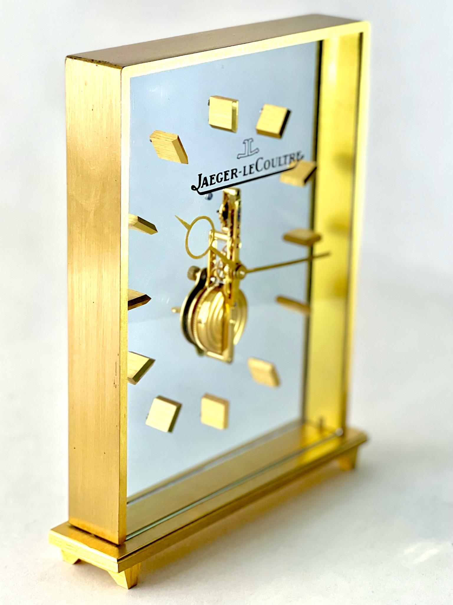 Mid-Century Modern Jaeger LeCoultre Mid-Century Skeleton Clock For Sale