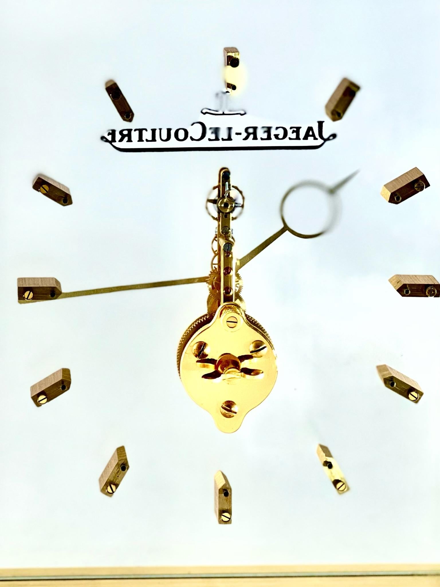 Swiss Jaeger LeCoultre Mid-Century Skeleton Clock For Sale
