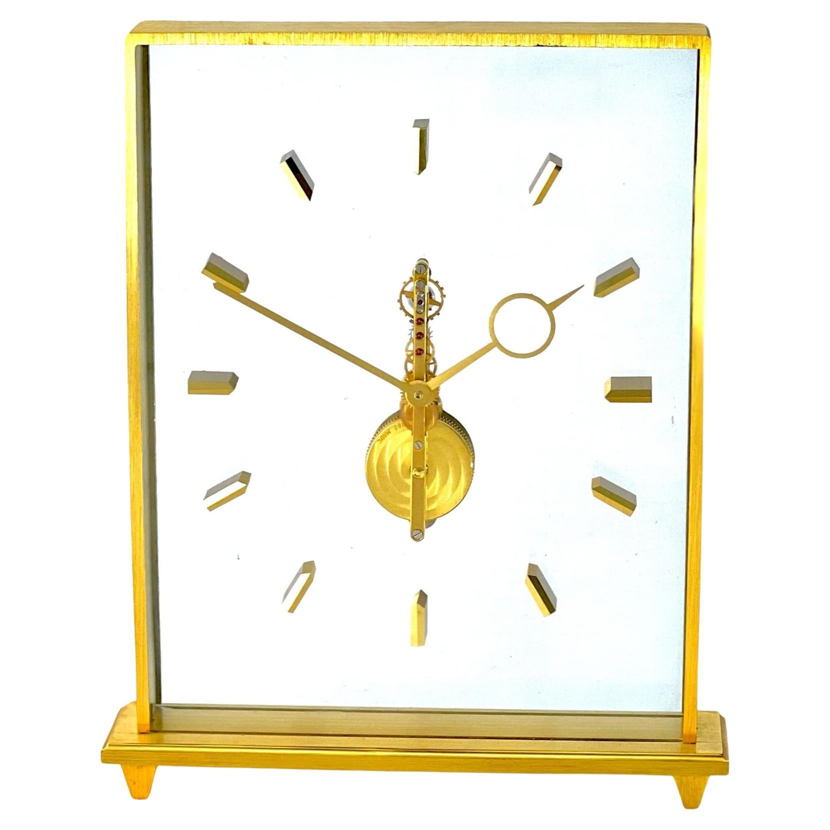 Jaeger LeCoultre Mid-Century Skeleton Clock For Sale