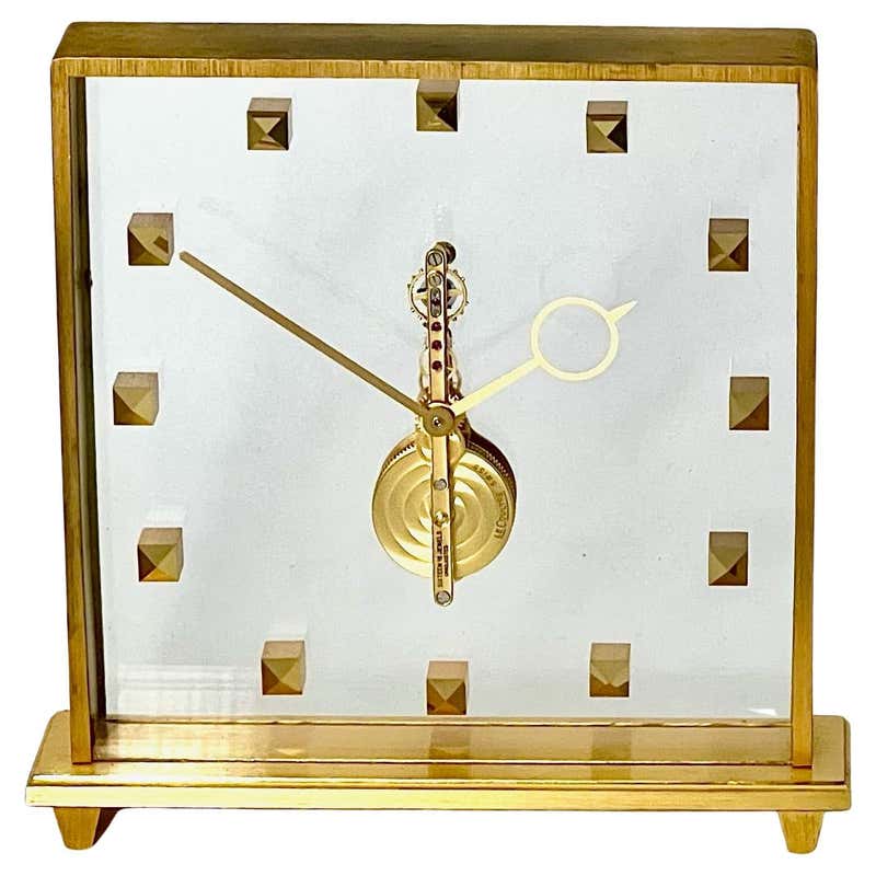 Art Deco Jaeger-LeCoultre Desk or Table Clock in Brass at 1stDibs