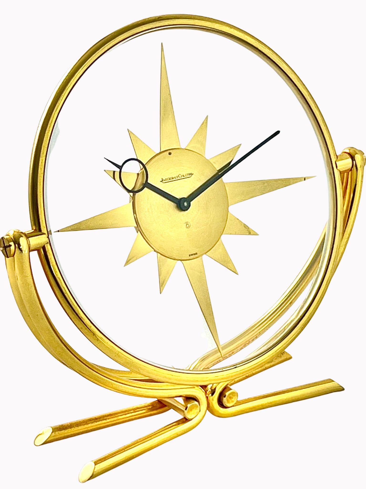 Gilt Jaeger LeCoultre Mid Century Sun Dial Desk Clock