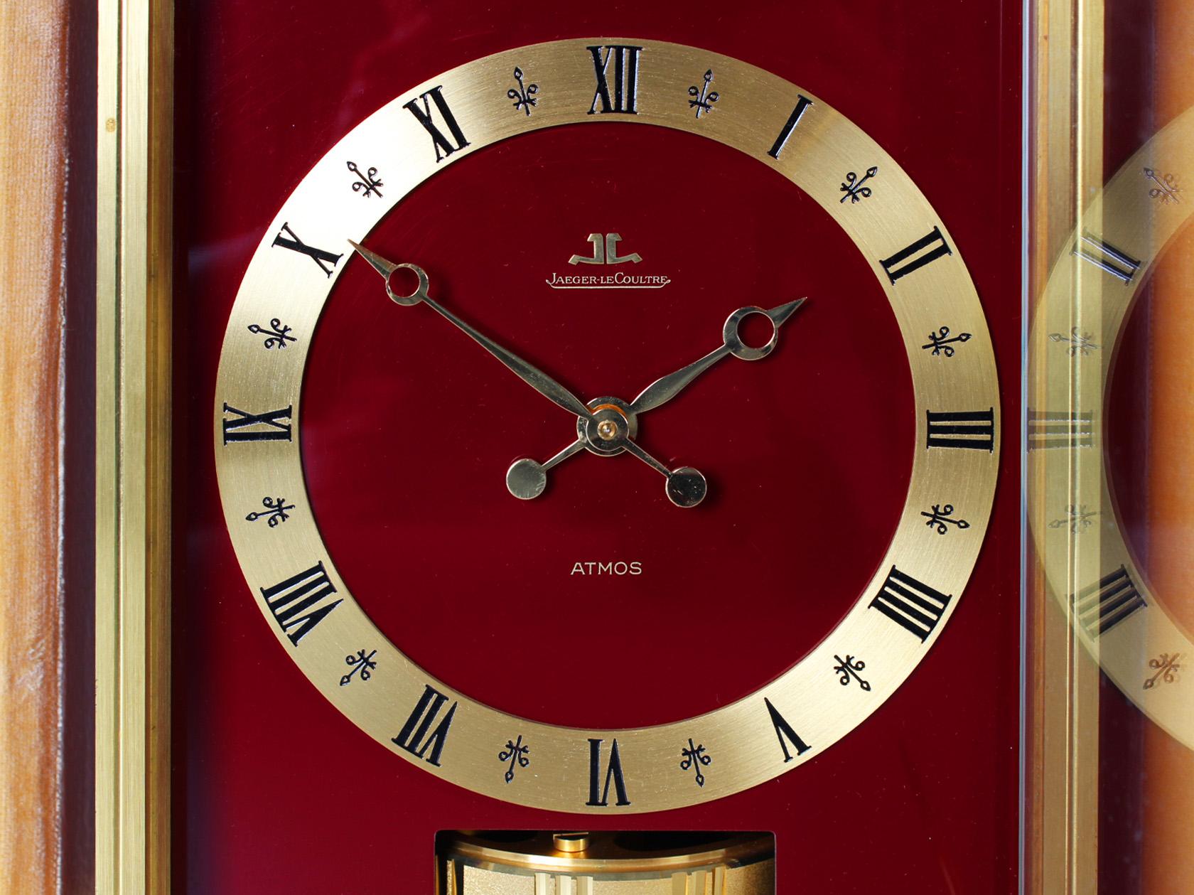 Brass Jaeger LeCoultre, Original Red Atmos Clock, Embassy, 1971