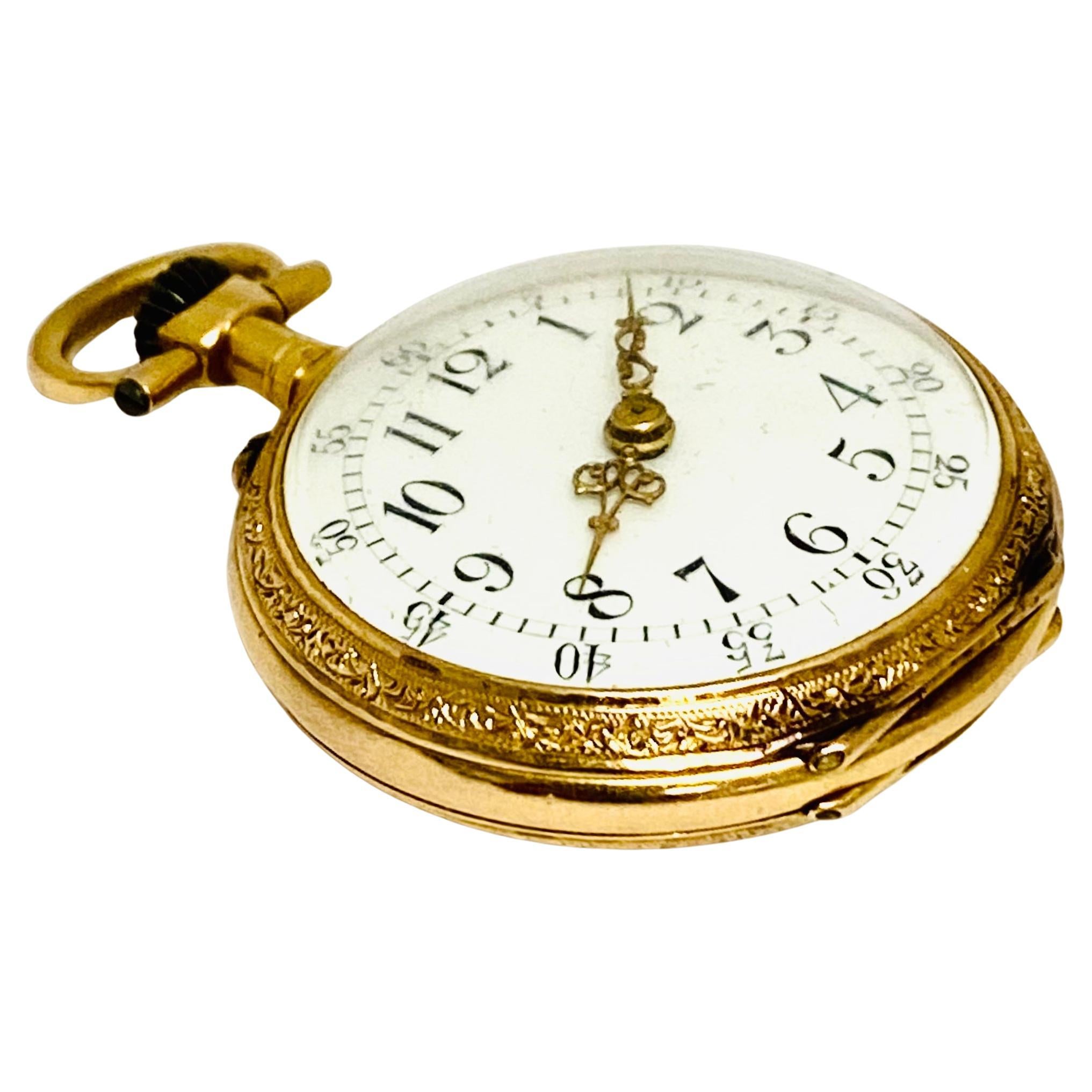 Jaeger-LeCoultre Pendant Pocket Watch 14k Gold Antique In Excellent Condition In Beverly Hills, CA