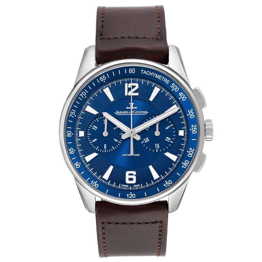 Jaeger Lecoultre Polaris Blue Dial Steel Watch 842.8.C1.s Q9028480 Box Card. Self-winding automatic chronograph movement. Stainless steel case 42.0 mm in diameter. Exhibition saphire crystal case back. Stainless steel smooth bezel. Scratch resistant