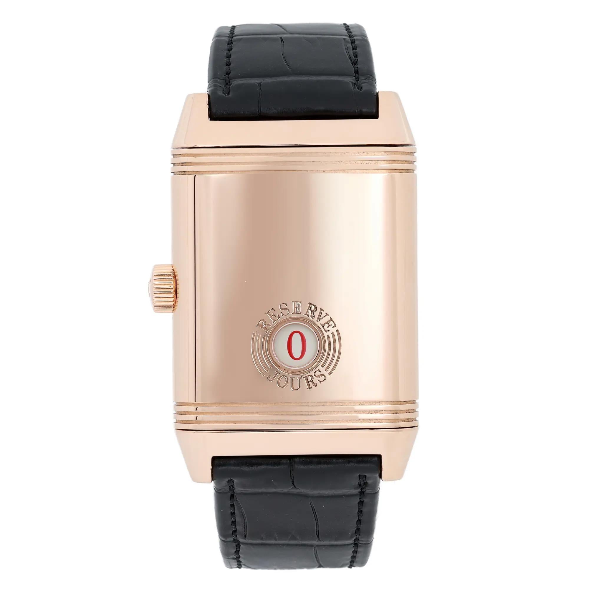 Jaeger LeCoultre Reverso 18K Rose Gold Silver Dial Hand Wind Watch 240.214 For Sale 1