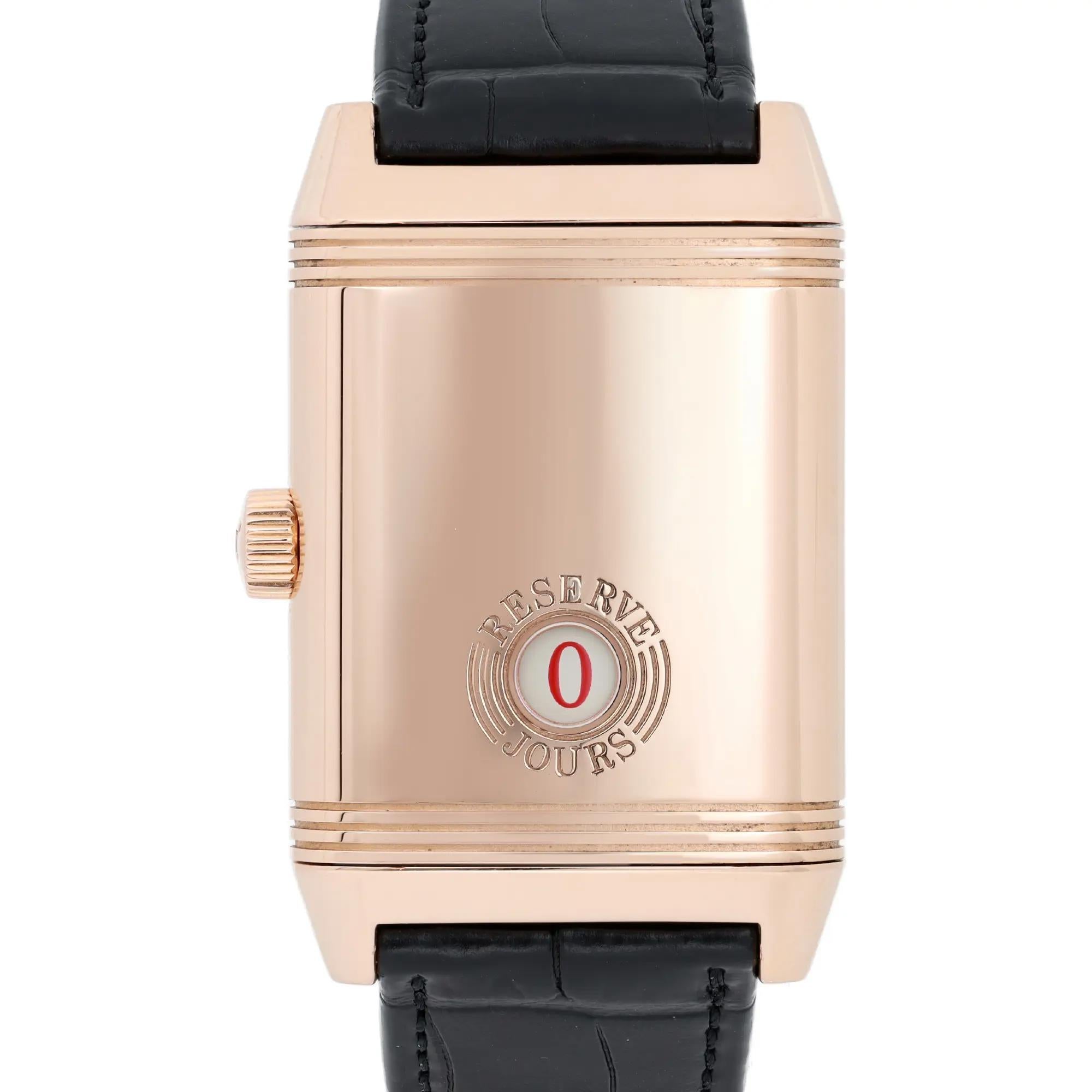 Jaeger LeCoultre Reverso 18K Rose Gold Silver Dial Hand Wind Watch 240.214 For Sale 2