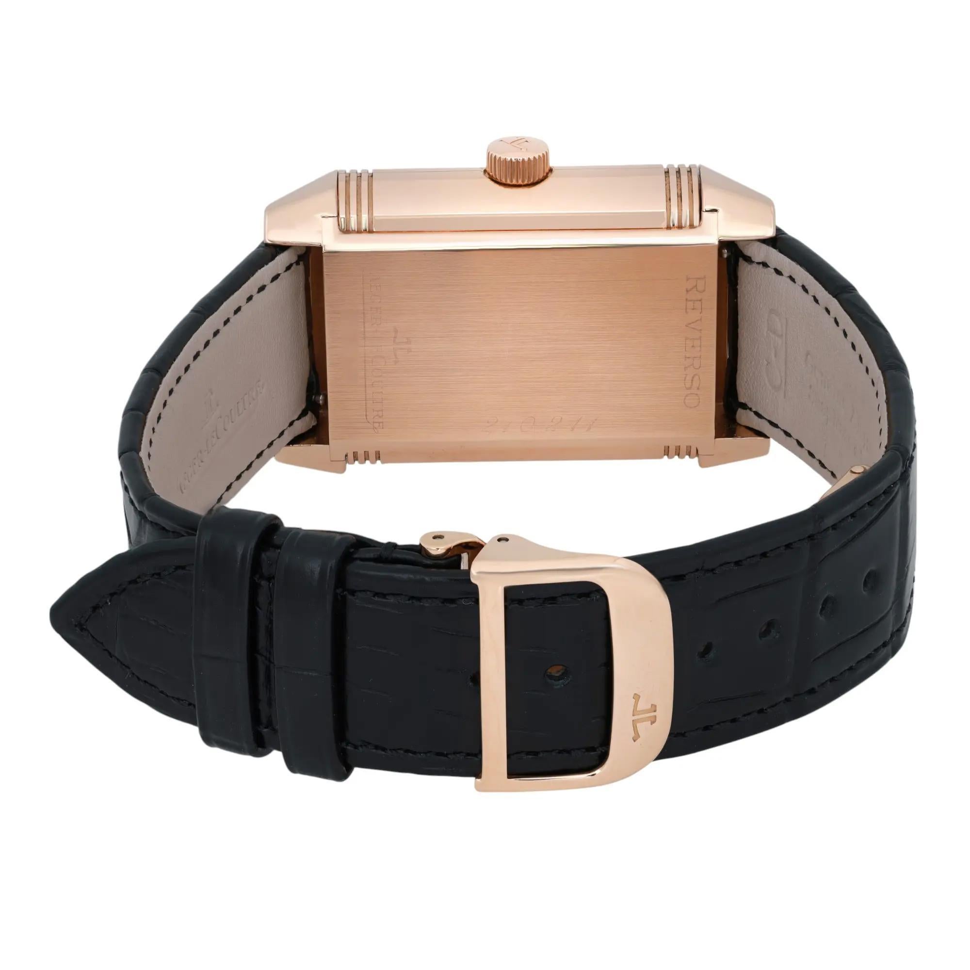 Jaeger LeCoultre Reverso 18K Rose Gold Silver Dial Hand Wind Watch 240.214 For Sale 4