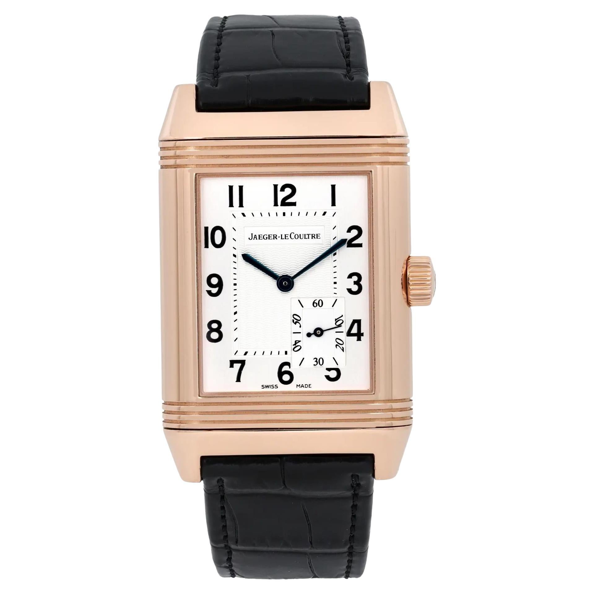 Jaeger LeCoultre Reverso 18K Rose Gold Silver Dial Hand Wind Watch 240.214