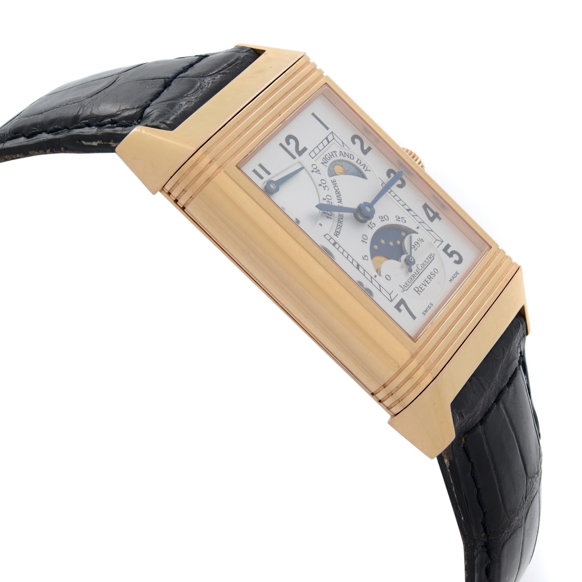 Men's Jaeger-LeCoultre Reverso 18k Rose Gold Silver Dial Manual Wind Watch 270.2.63