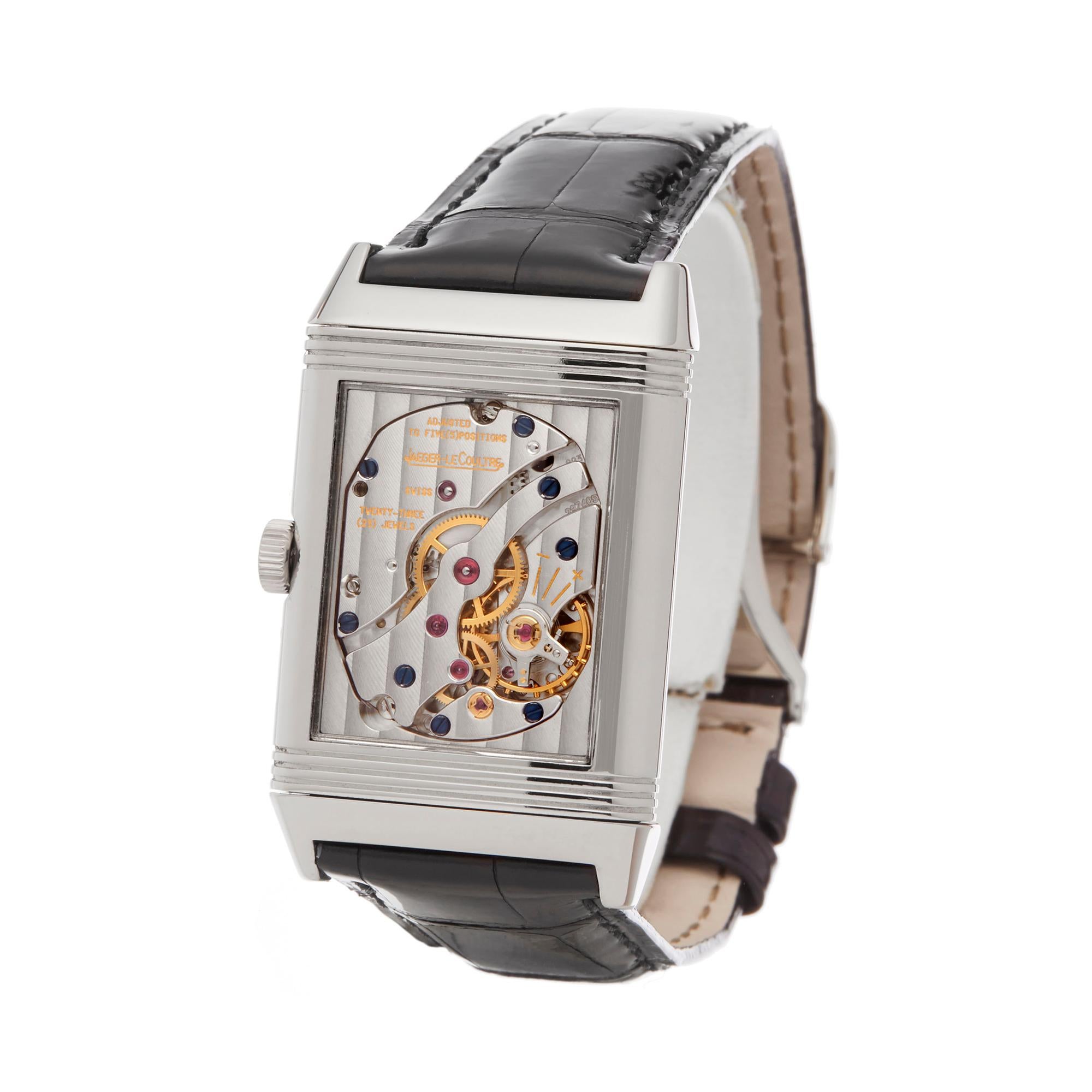Jaeger LeCoultre Reverso 18 Karat White Gold 270363 Wristwatch In Excellent Condition In Bishops Stortford, Hertfordshire