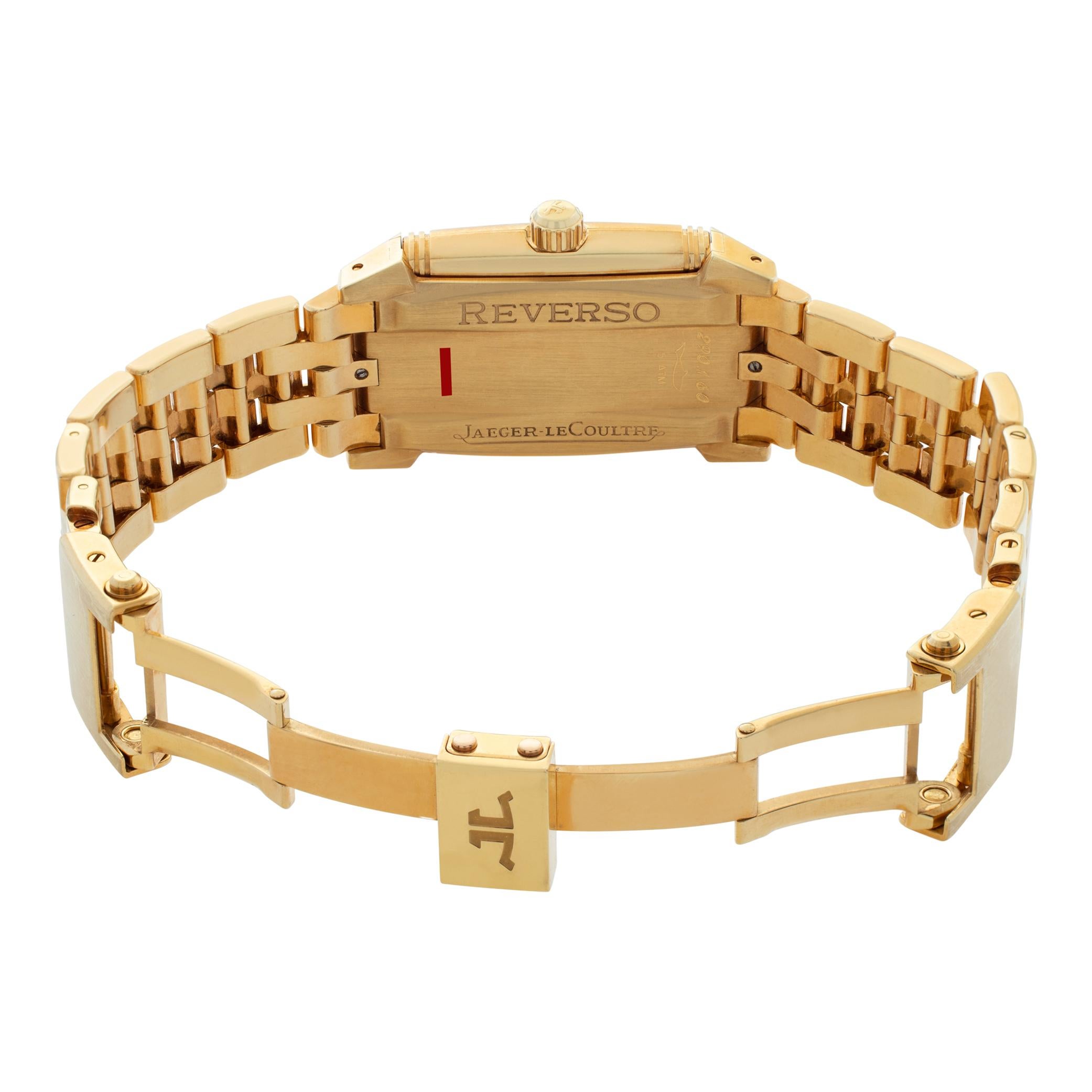 Jaeger LeCoultre, montre-bracelet automatique Reverso en or jaune 18 carats, réf. 290.1.60 Excellent état à Surfside, FL