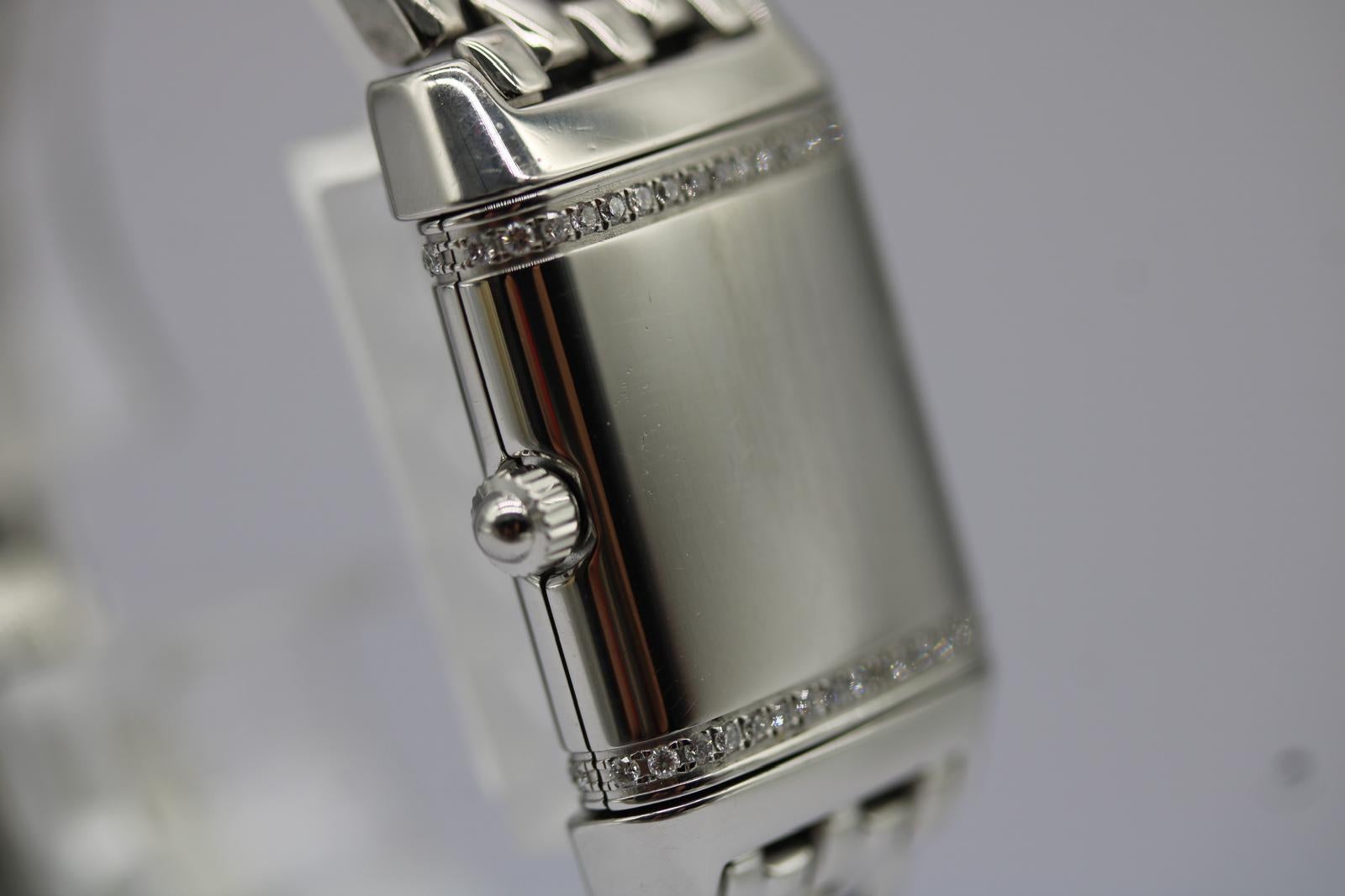Jaeger-LeCoultre Reverso 265.8.08  Factory Diamond Lünette Quarz Stahlarmband im Angebot 6