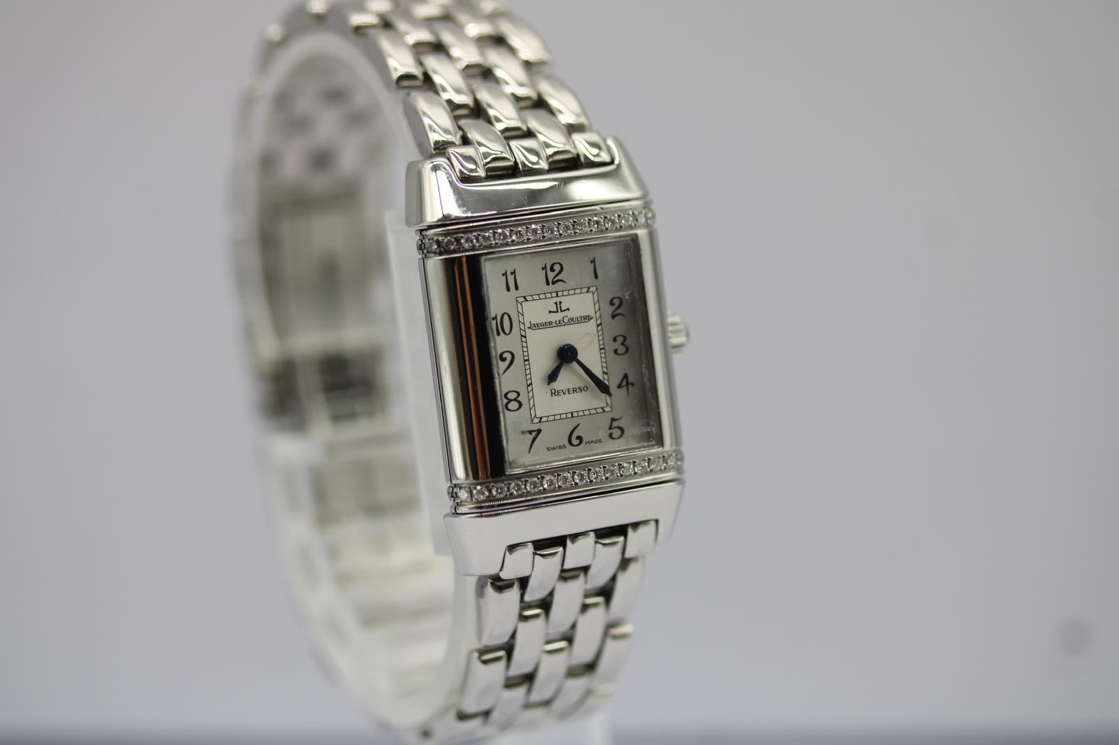Jaeger-LeCoultre Reverso 265.8.08  Factory Diamond Lünette Quarz Stahlarmband Damen im Angebot