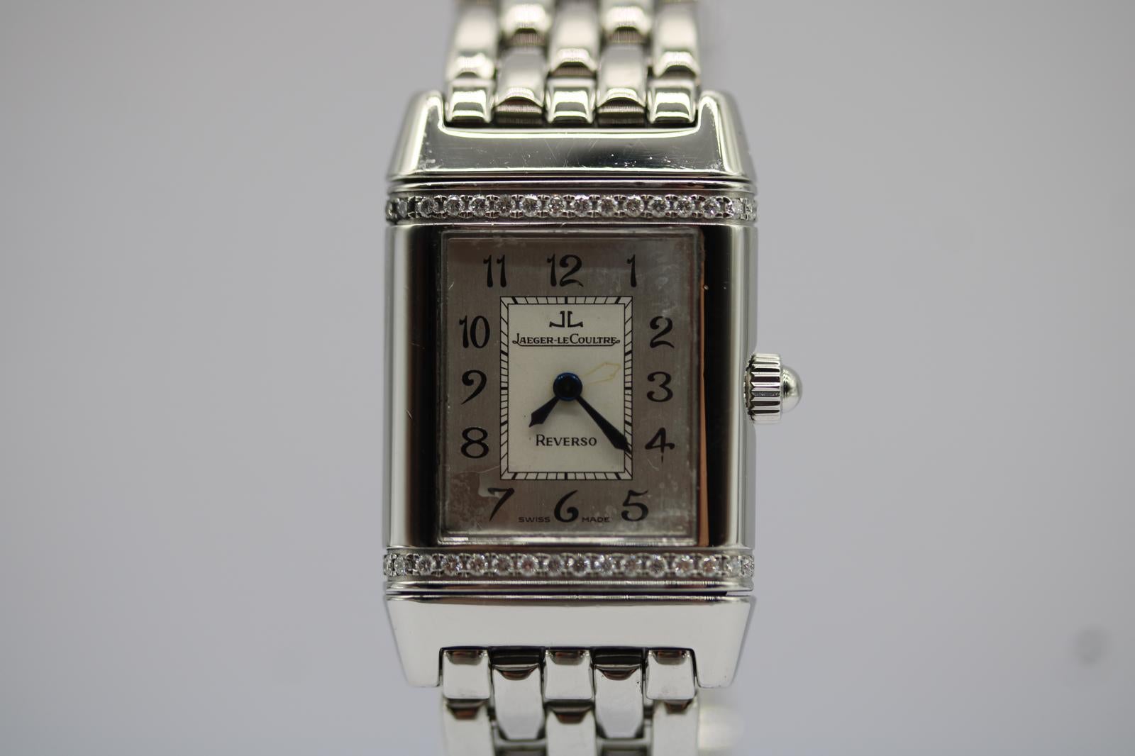 Jaeger-LeCoultre Reverso 265.8.08  Factory Diamond Lünette Quarz Stahlarmband im Angebot 2