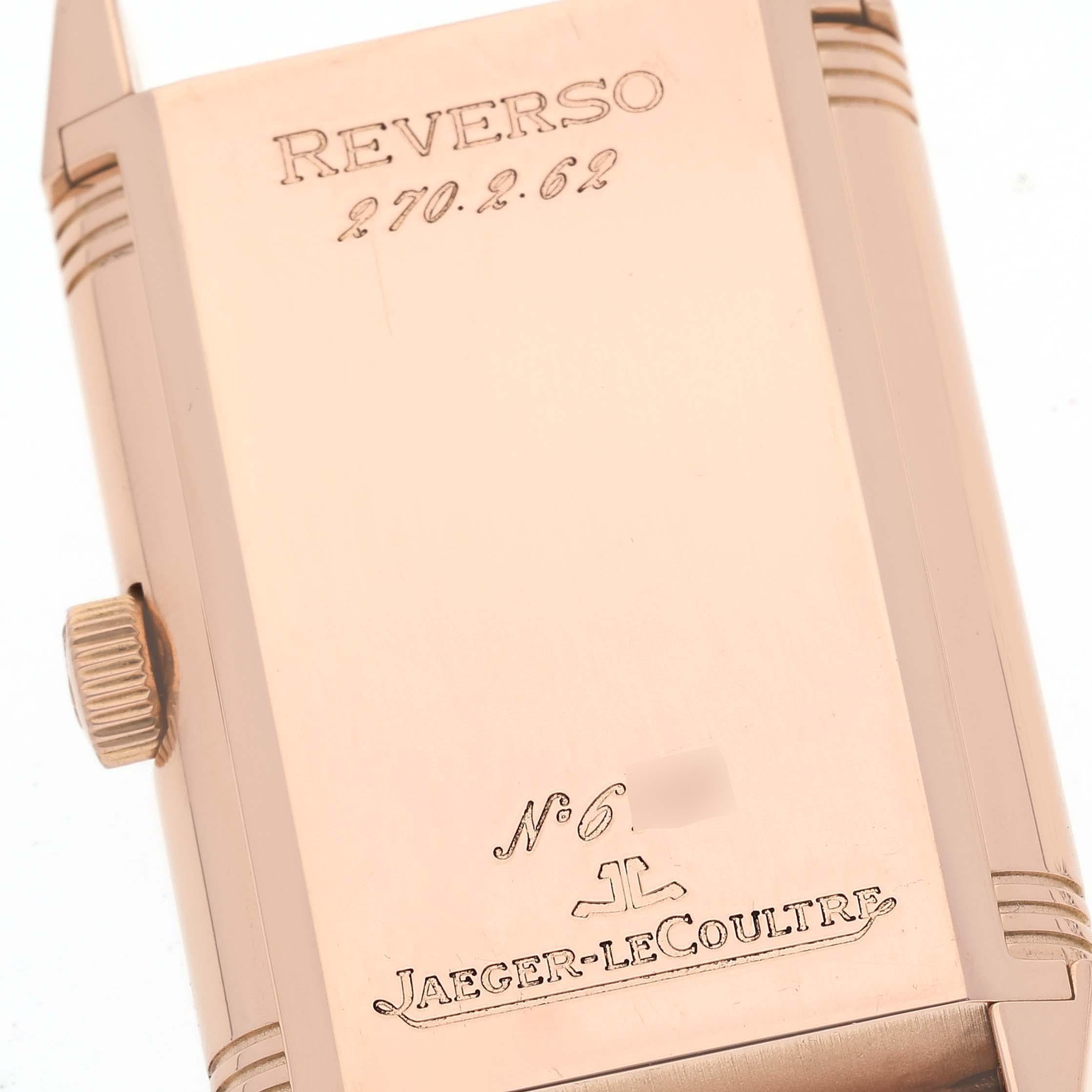 Men's Jaeger LeCoultre Reverso Art Deco Rose Gold Silver Dial Mens Watch 270.2.62