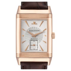 Jaeger LeCoultre Reverso Art Deco Rose Gold Silver Dial Mens Watch 270.2.62