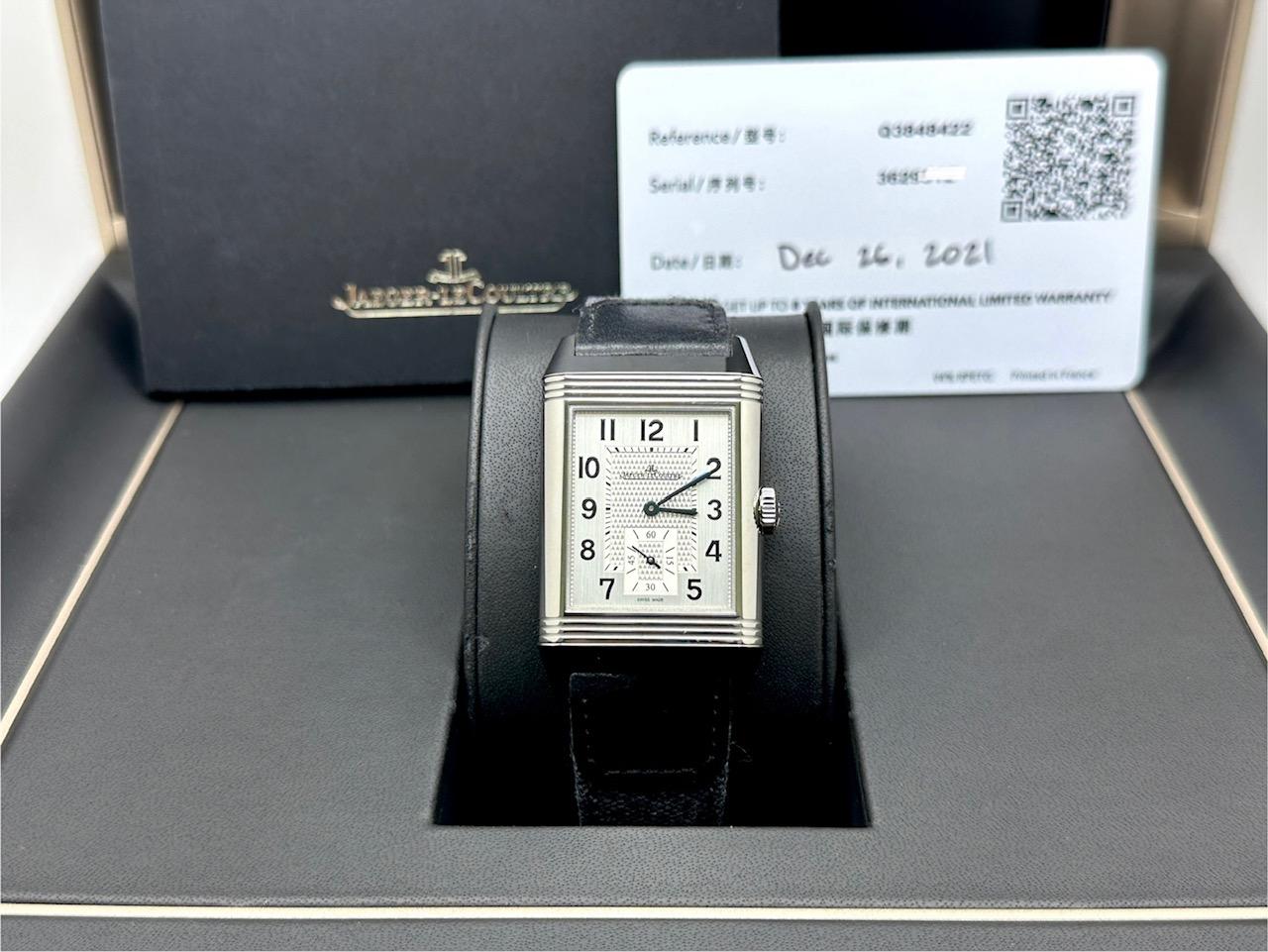 Jaeger-LeCoultre Reverso Classic Duoface Q3848422 Edelstahl Box Papier 2021 im Zustand „Hervorragend“ im Angebot in San Diego, CA