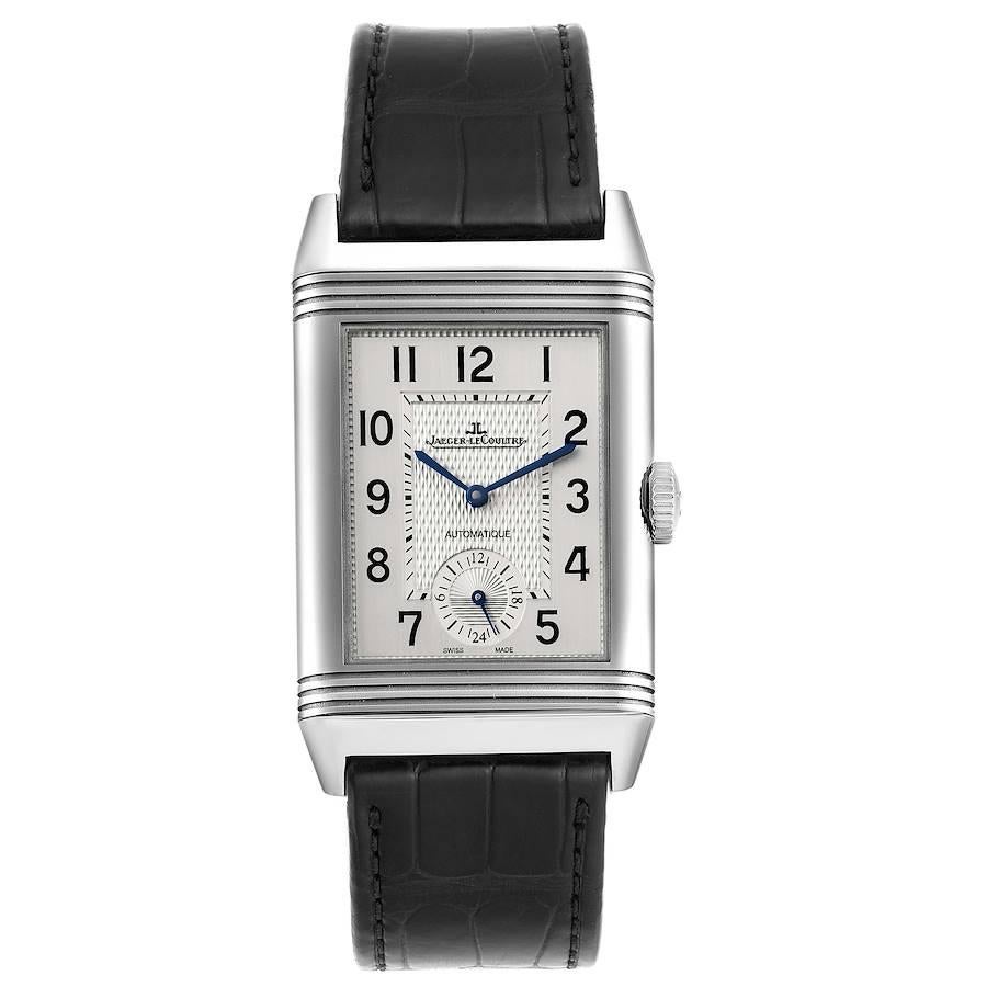 Jaeger LeCoultre Reverso Klassische große Duoface Tages-Nacht-stahl-Herrenuhr im Zustand „Hervorragend“ im Angebot in Atlanta, GA