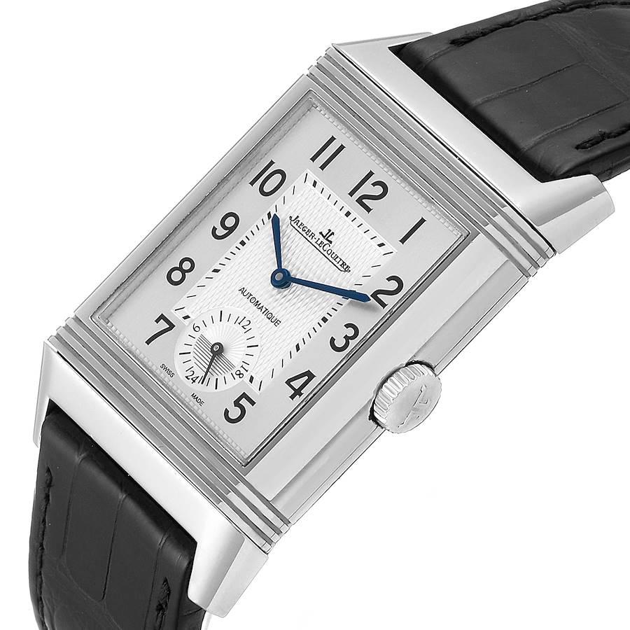 Jaeger LeCoultre Reverso Klassische große Duoface Tages-Nacht-stahl-Herrenuhr im Angebot 5