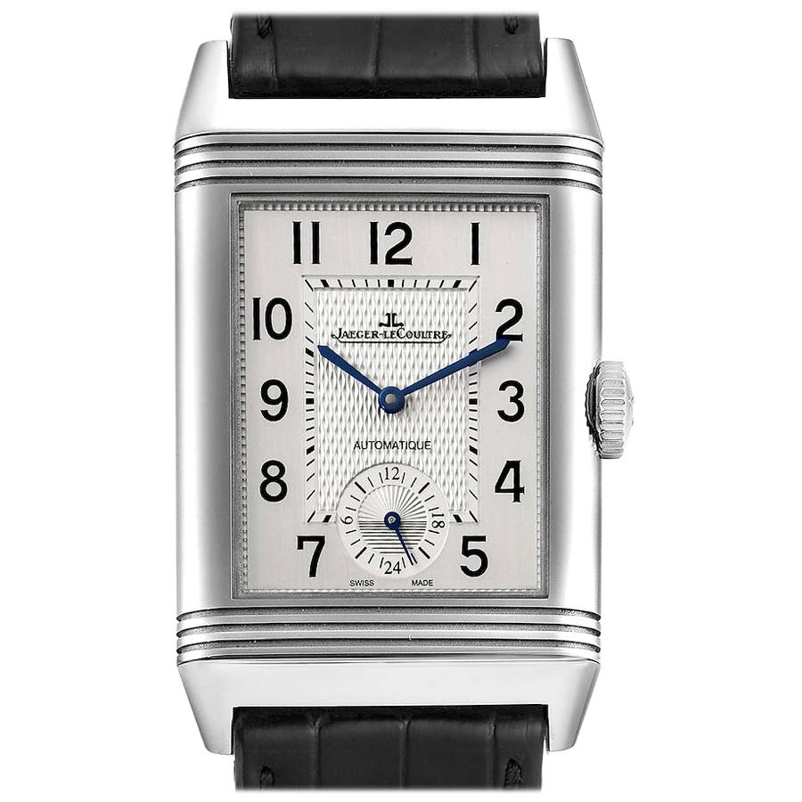 Jaeger LeCoultre Reverso Classic Large Duoface Day Night Steel Mens Watch For Sale