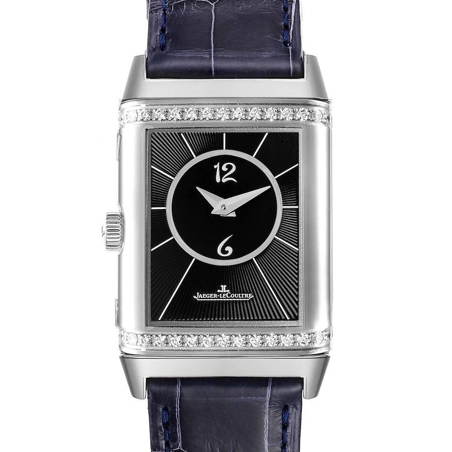 Jaeger LeCoultre Reverso Classic Medium Duetto Montre pour homme Q2588422 Non portée. Mouvement à remontage manuel. Boîtier rotatif rectangulaire à cinq corps en acier inoxydable de 40 mm x 24,4 mm. Épaisseur du boîtier : 9,6 mm. Fond de boîtier