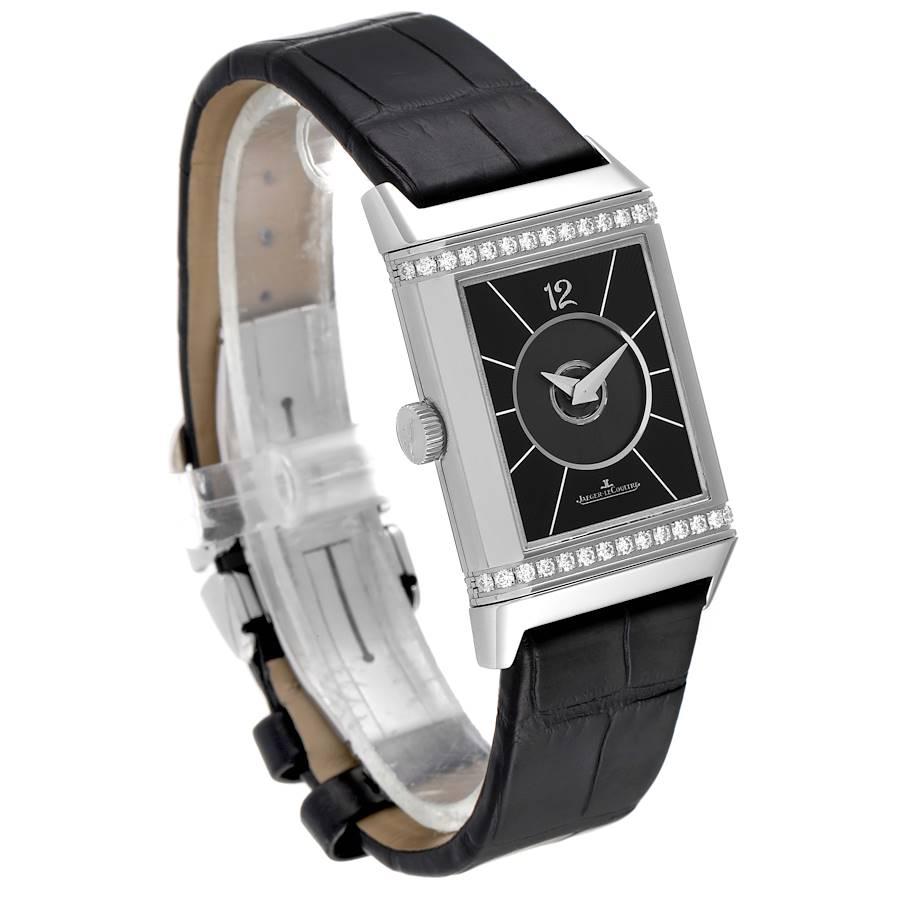 Jaeger-LeCoultre Reverso Classic Steel Diamond Watch 212.8.76 Q2578420 Box Paper In Excellent Condition In Atlanta, GA