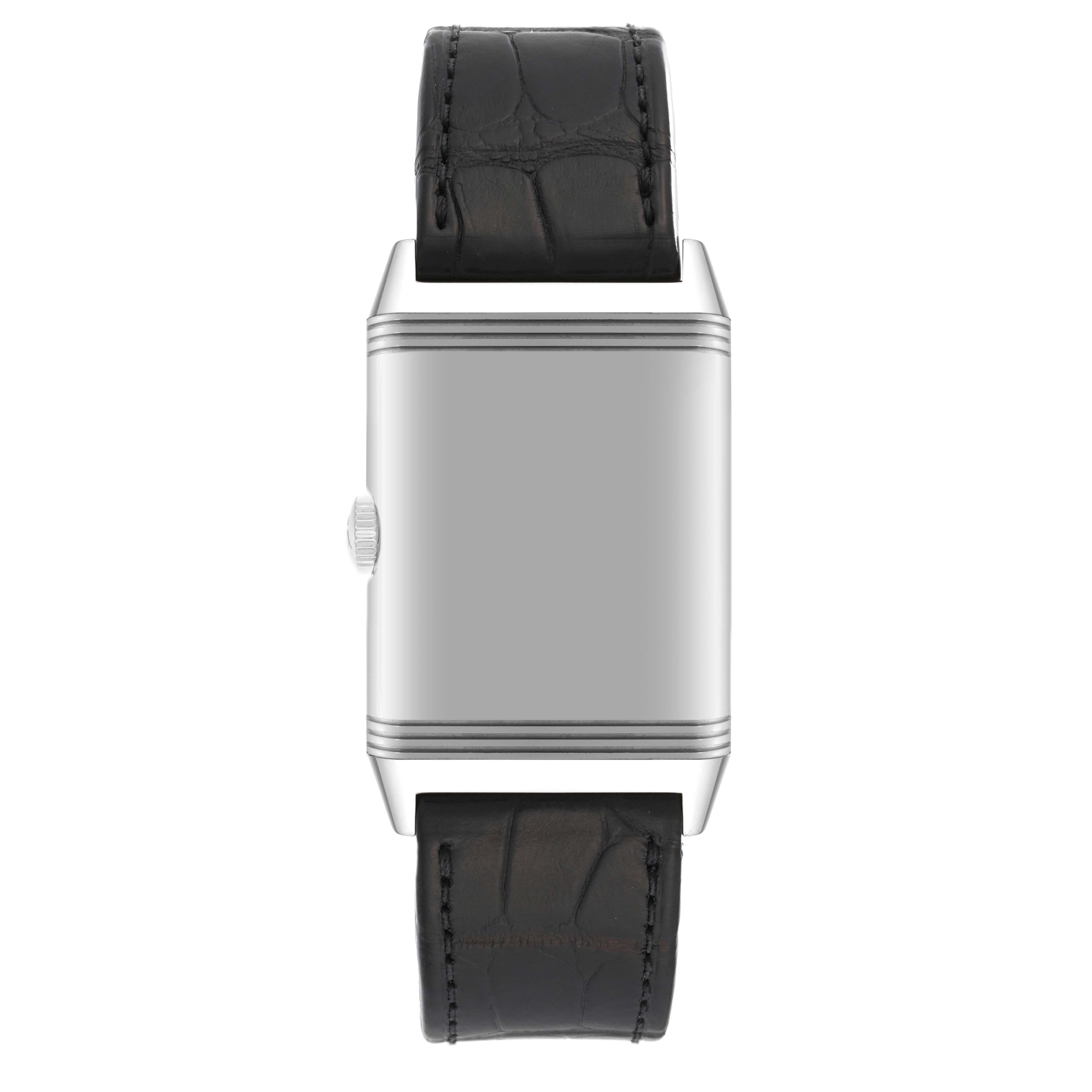 Jaeger LeCoultre Reverso Classic Steel Mens Watch 214.8.S5 Q3828420 Box Papers In Excellent Condition For Sale In Atlanta, GA