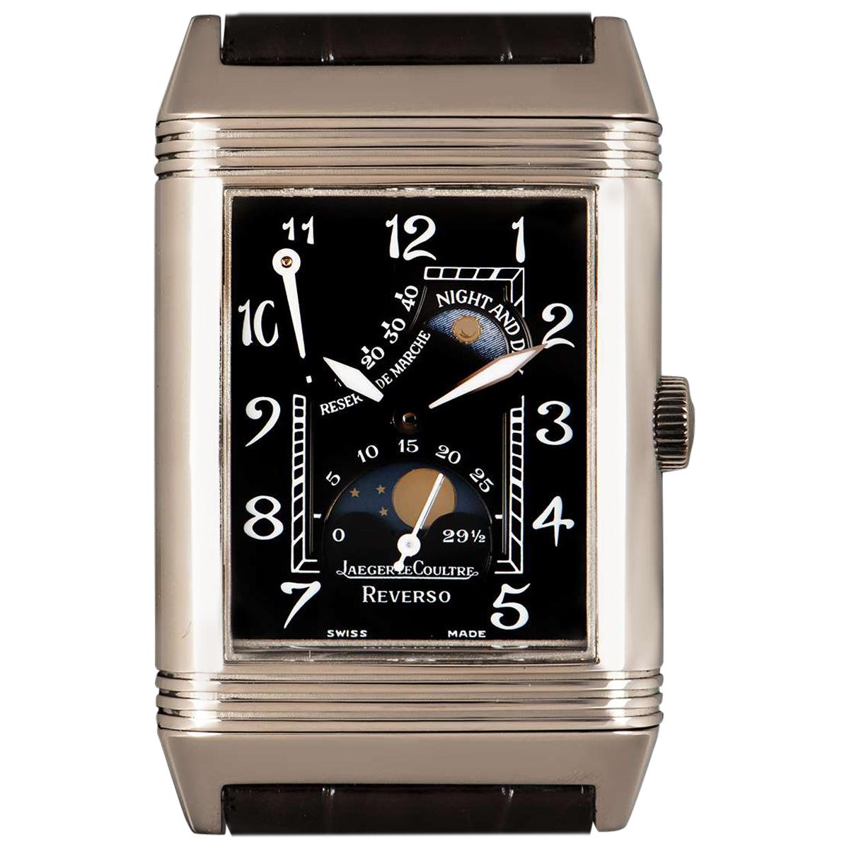 Jaeger LeCoultre Reverso Day and Night Gents White Gold Black Dial 270.3.63